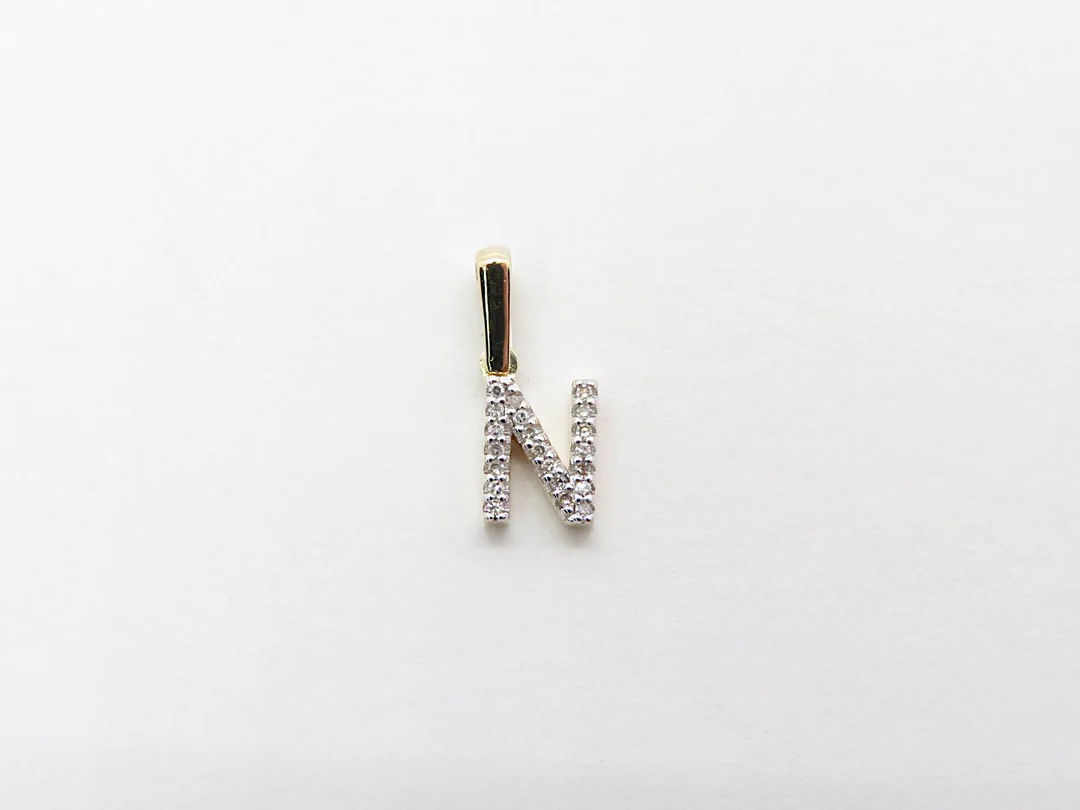 10k Yellow Gold Diamond Initial Pendant - Image 23