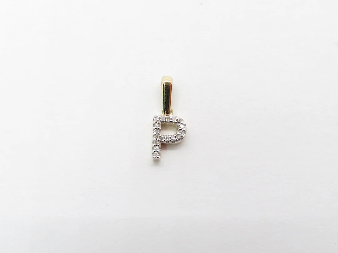 10k Yellow Gold Diamond Initial Pendant - Image 26