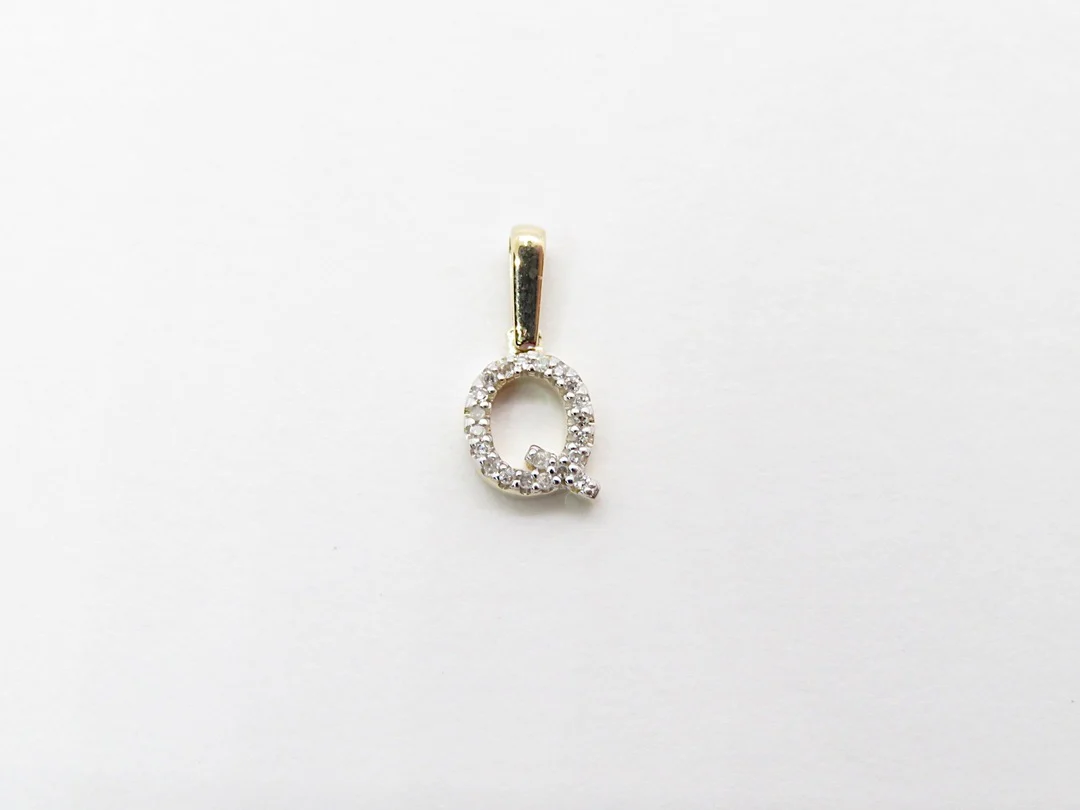 10k Yellow Gold Diamond Initial Pendant - Image 27