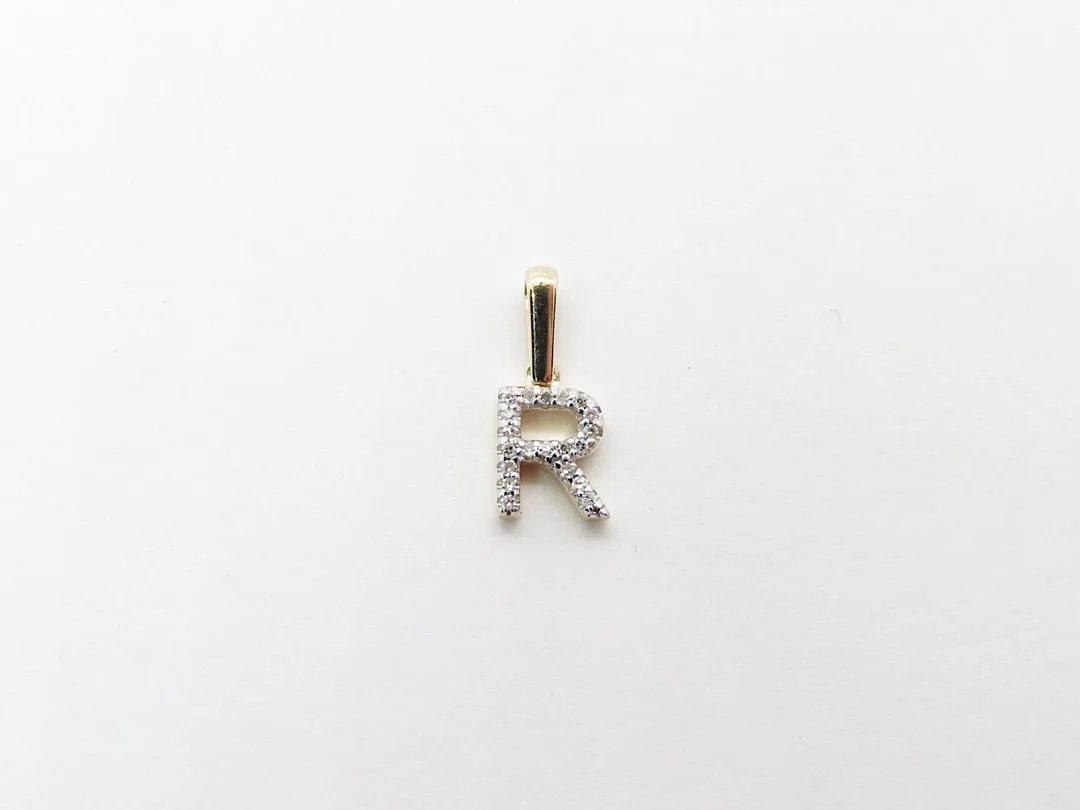 10k Yellow Gold Diamond Initial Pendant - Image 29