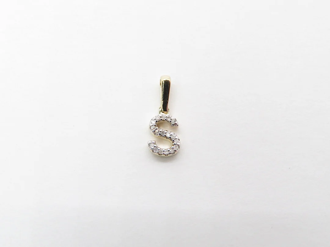 10k Yellow Gold Diamond Initial Pendant - Image 31