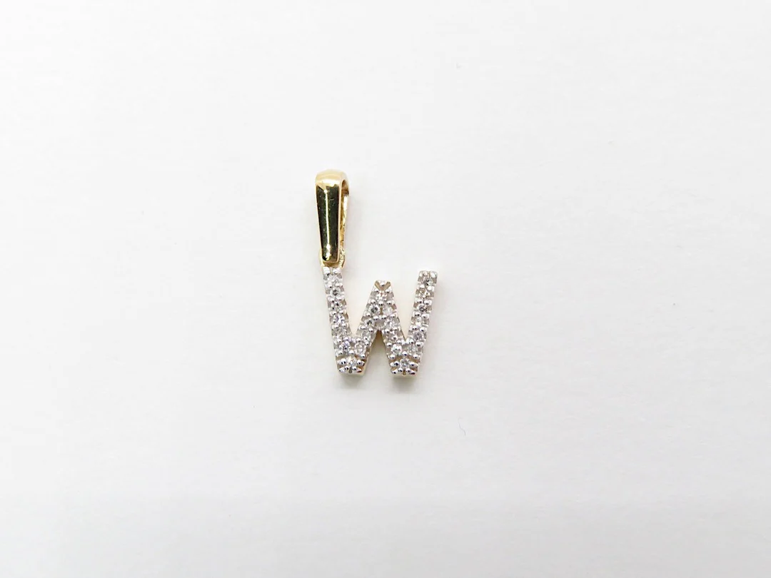 10k Yellow Gold Diamond Initial Pendant - Image 35