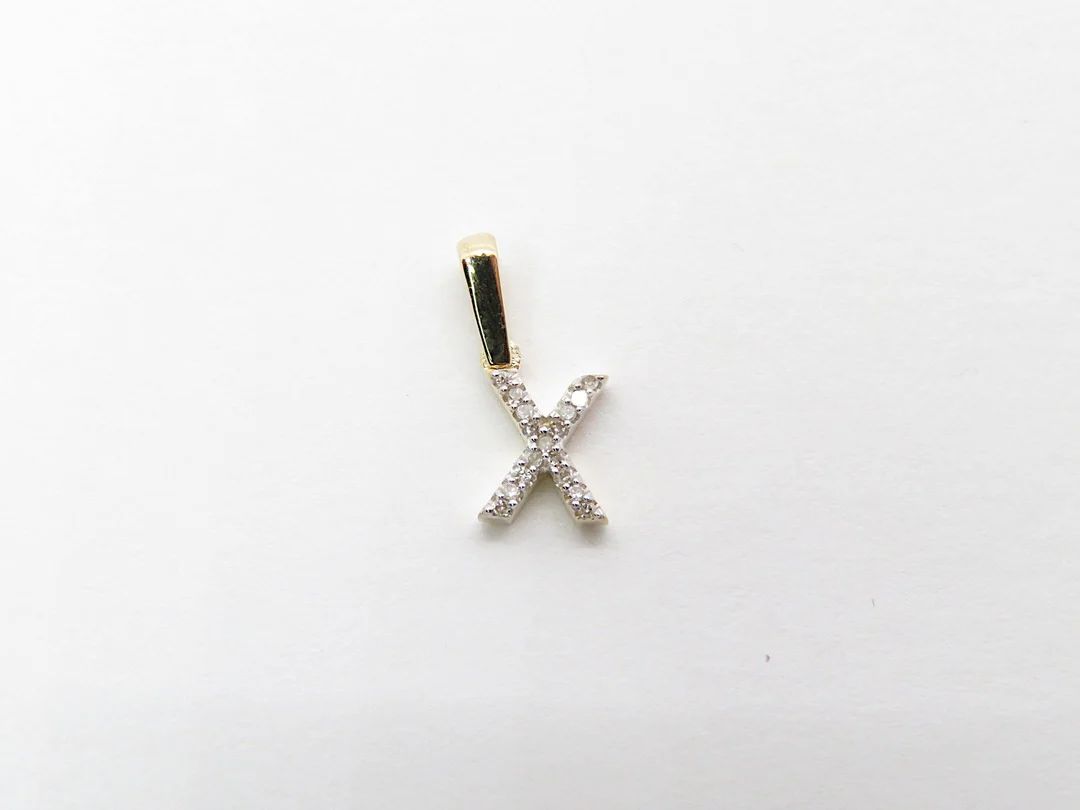 10k Yellow Gold Diamond Initial Pendant - Image 36