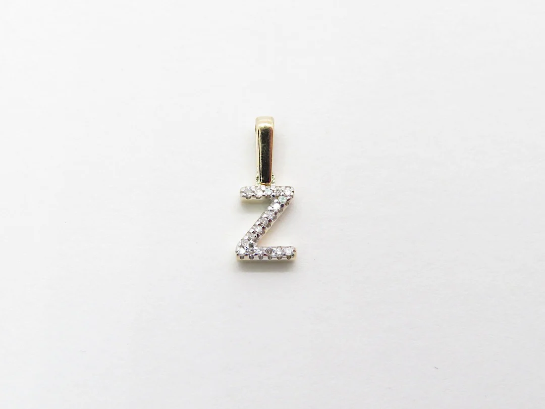 10k Yellow Gold Diamond Initial Pendant - Image 38