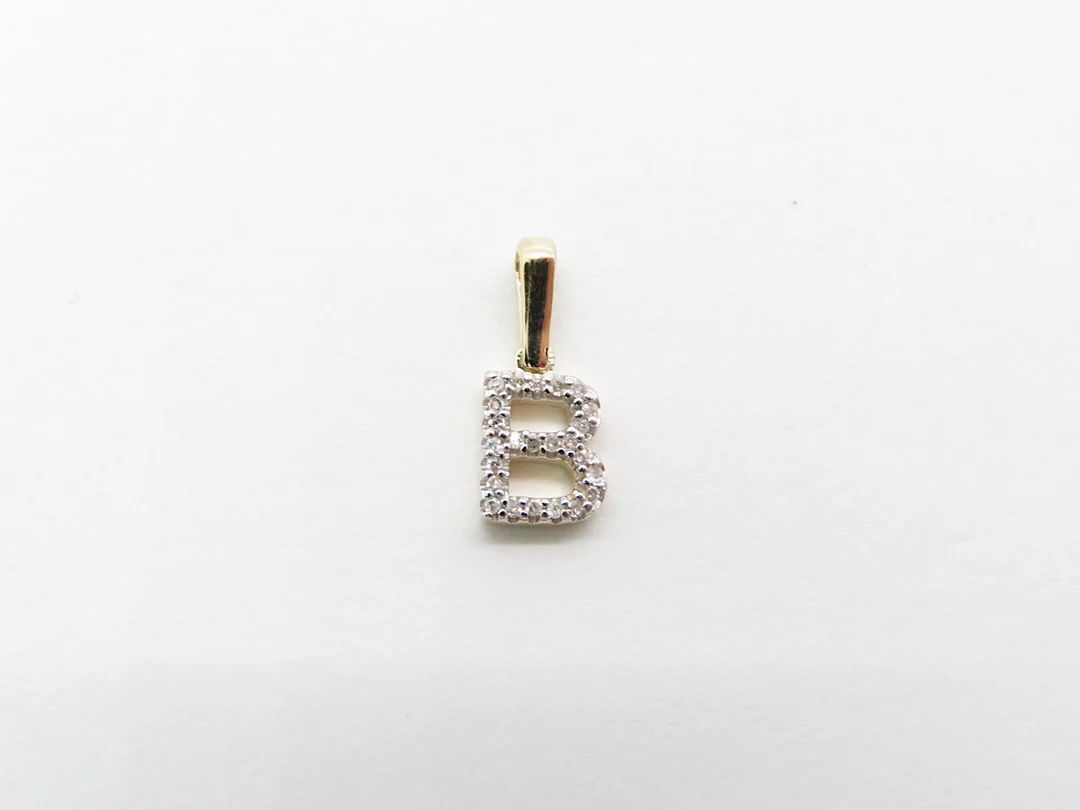 10k Yellow Gold Diamond Initial Pendant - Image 4
