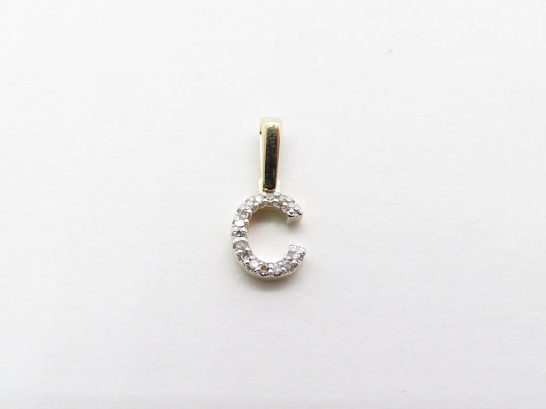 10k Yellow Gold Diamond Initial Pendant - Image 5