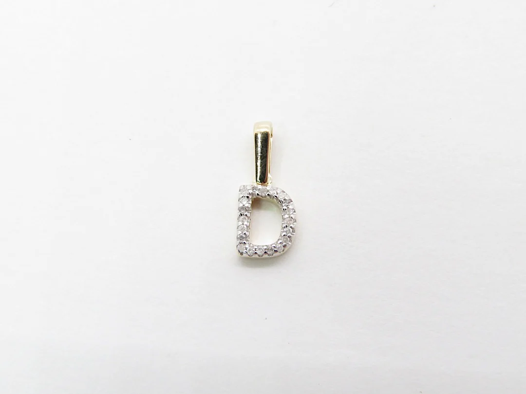 10k Yellow Gold Diamond Initial Pendant - Image 6