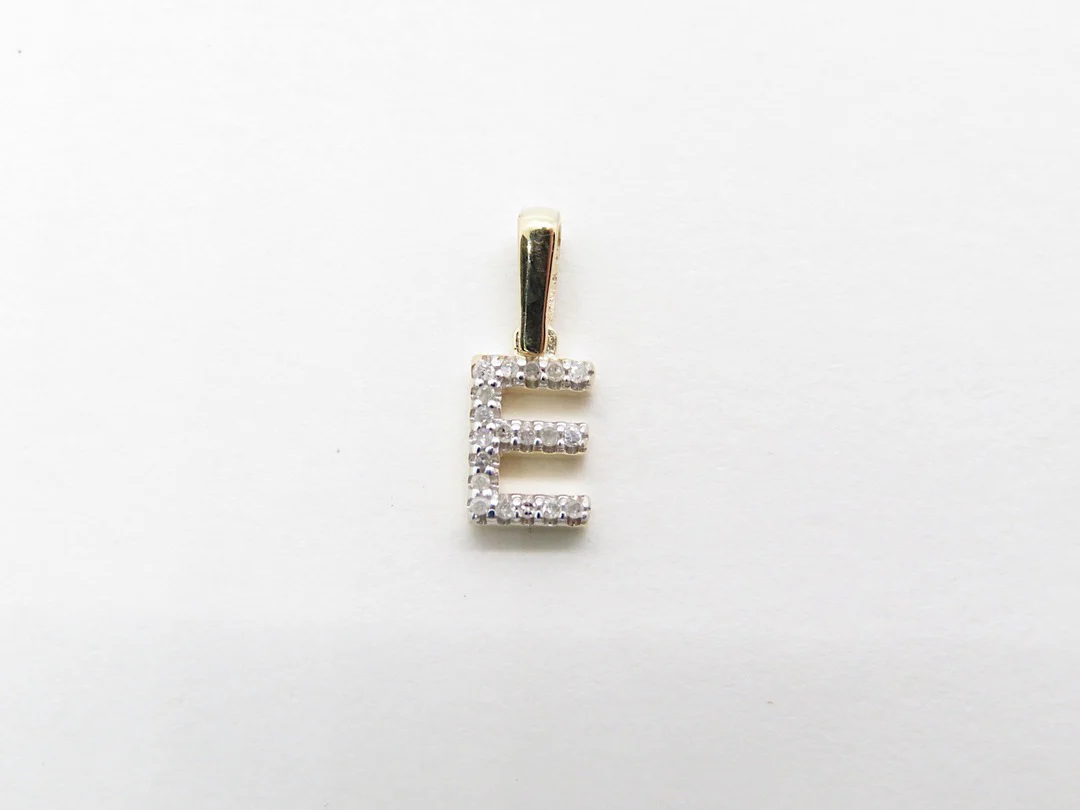 10k Yellow Gold Diamond Initial Pendant - Image 8