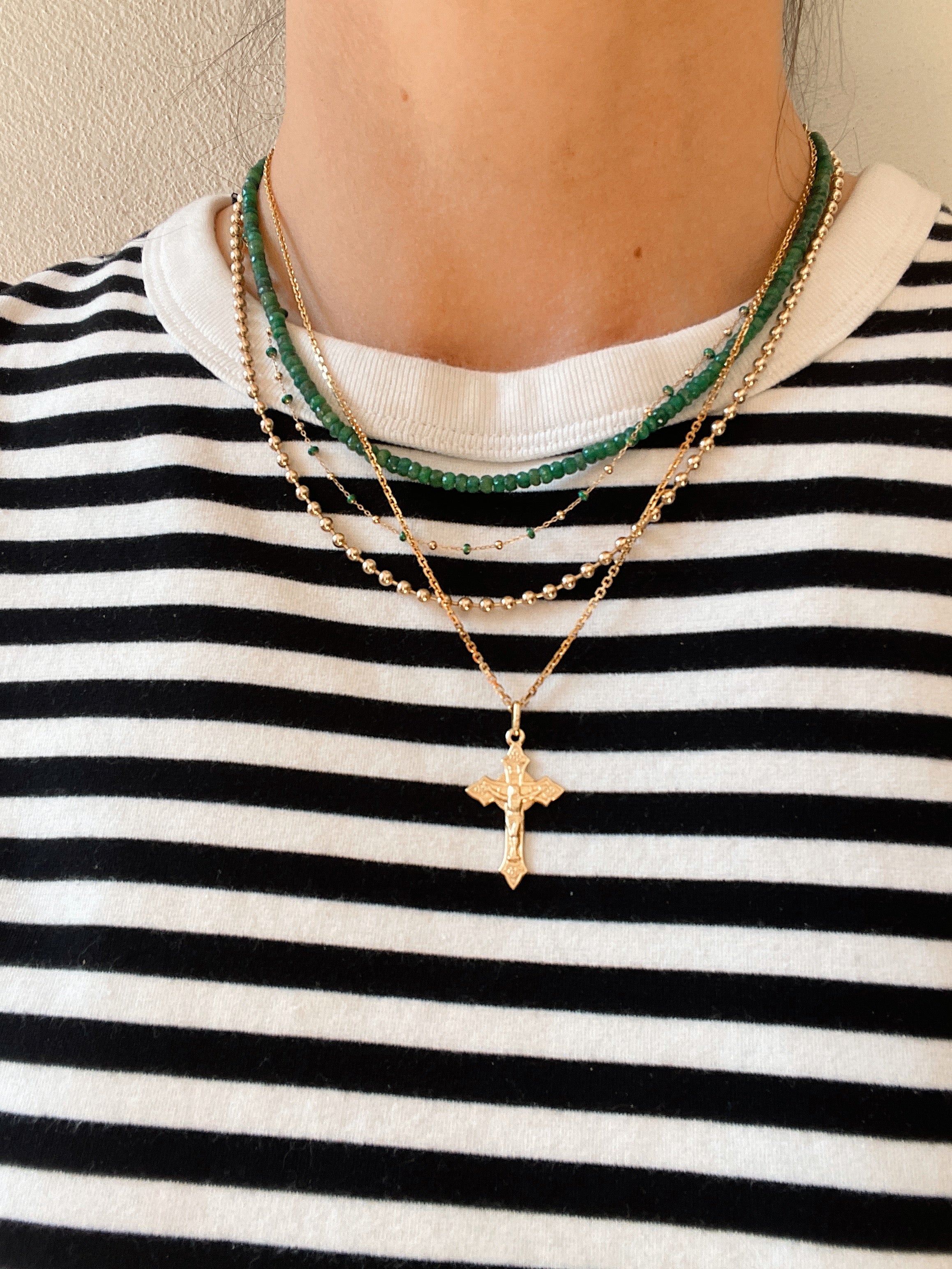 10k Yellow Gold Rosary Cross Pendant - Image 2