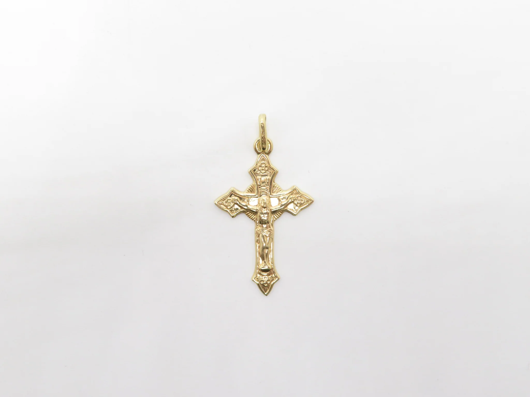10k Yellow Gold Rosary Cross Pendant - Image 3