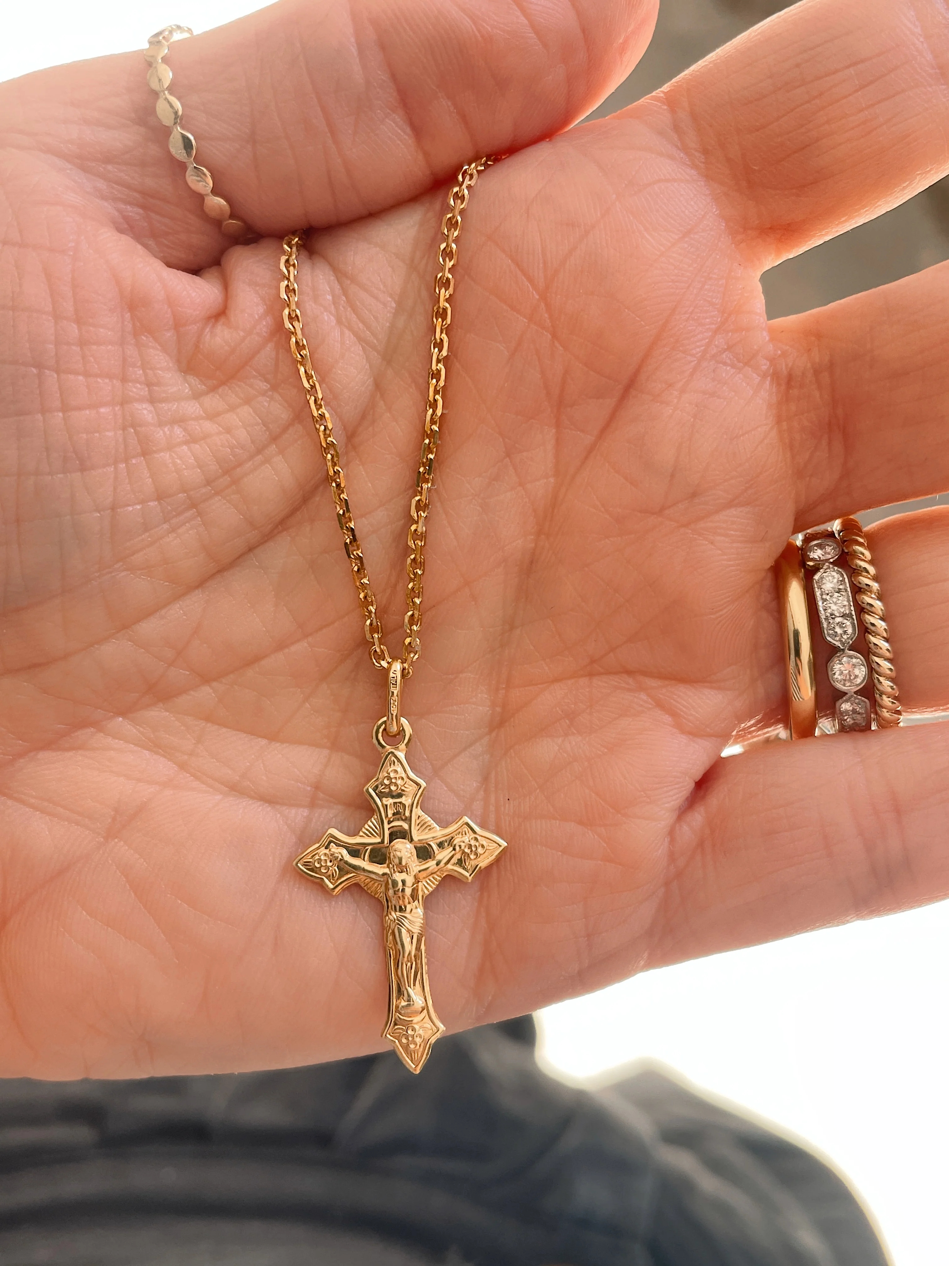 10k Yellow Gold Rosary Cross Pendant - Image 4