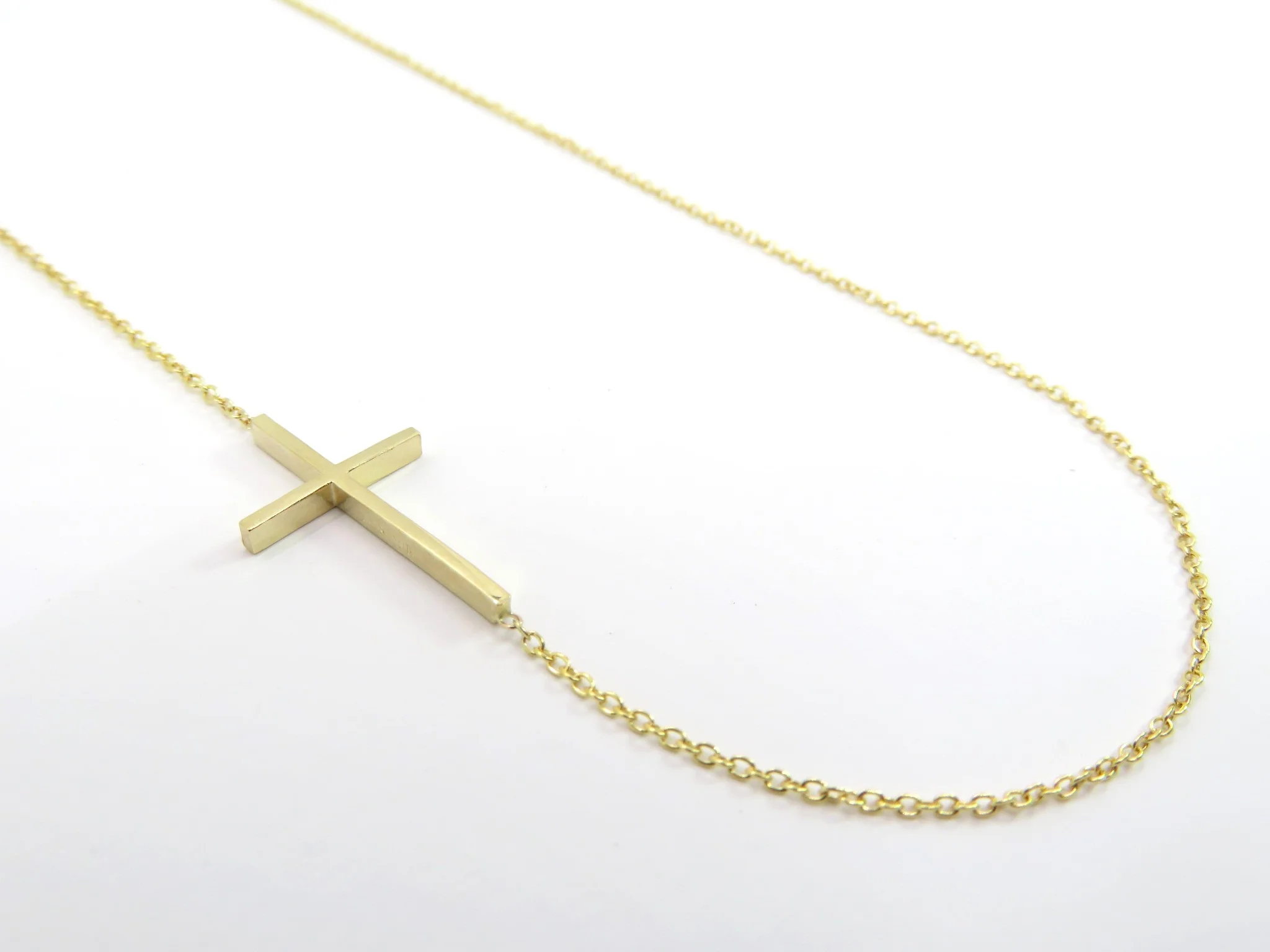 10k Sideways Cross Necklace