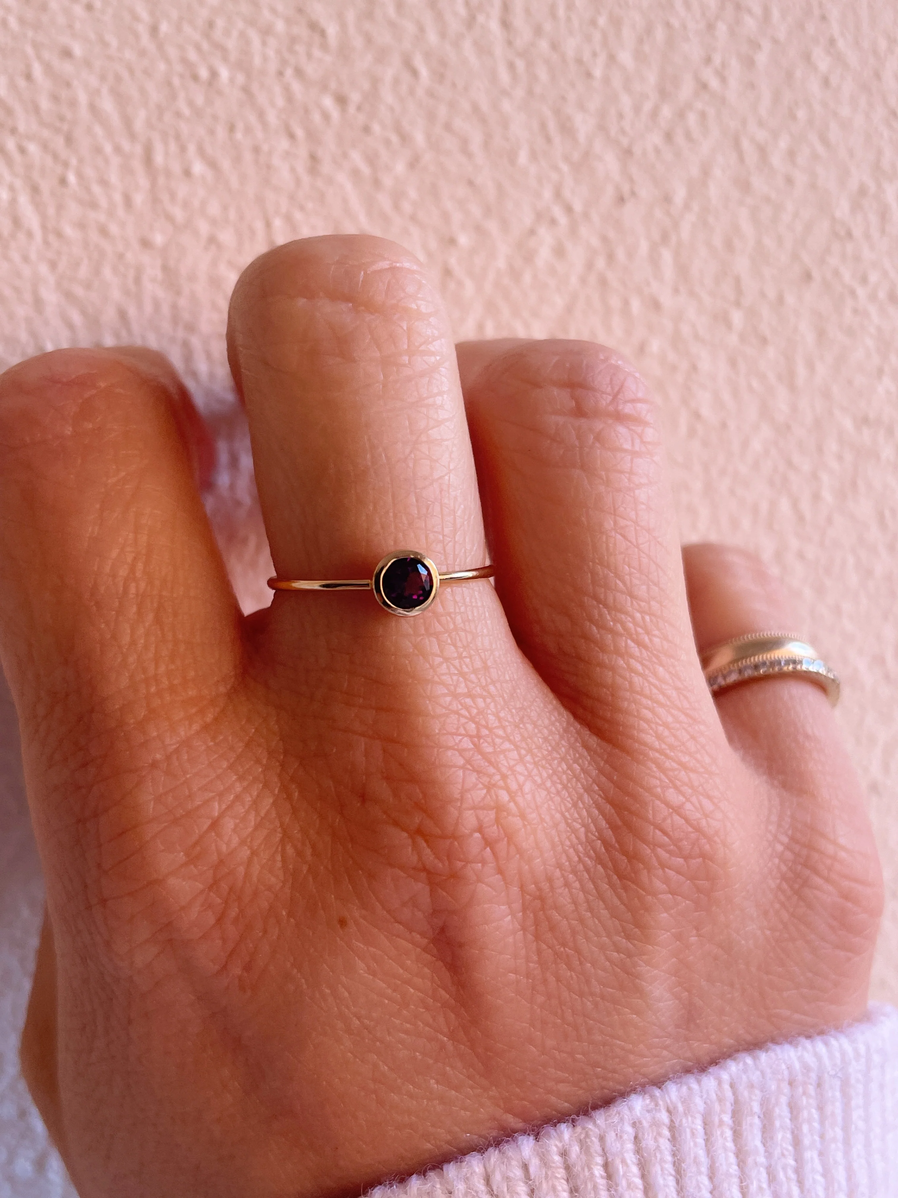 10k Yellow Gold Stacking Birthstone Ring - Image 10