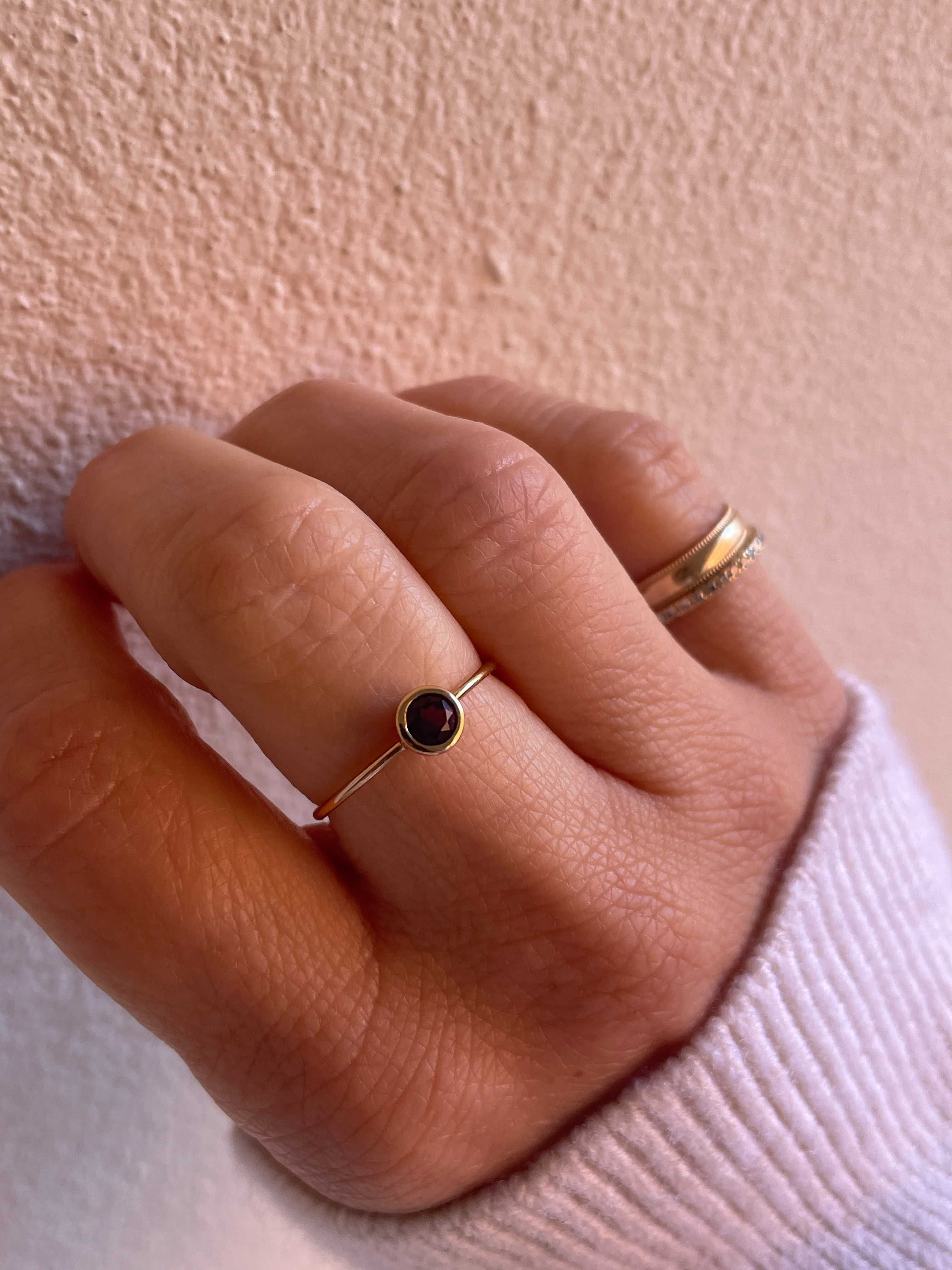 10k Yellow Gold Stacking Birthstone Ring - Image 11