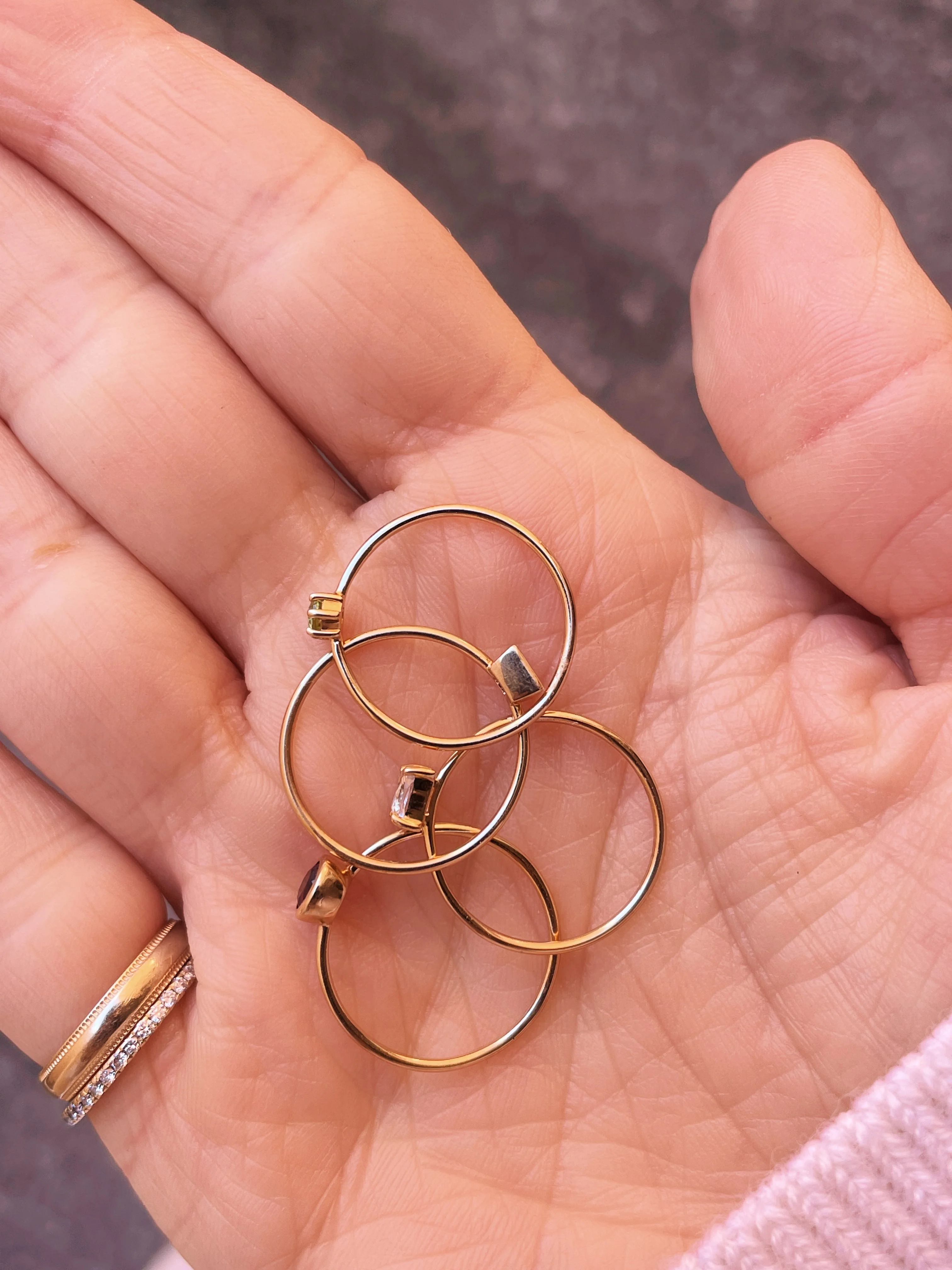 10k Yellow Gold Stacking Birthstone Ring - Image 12