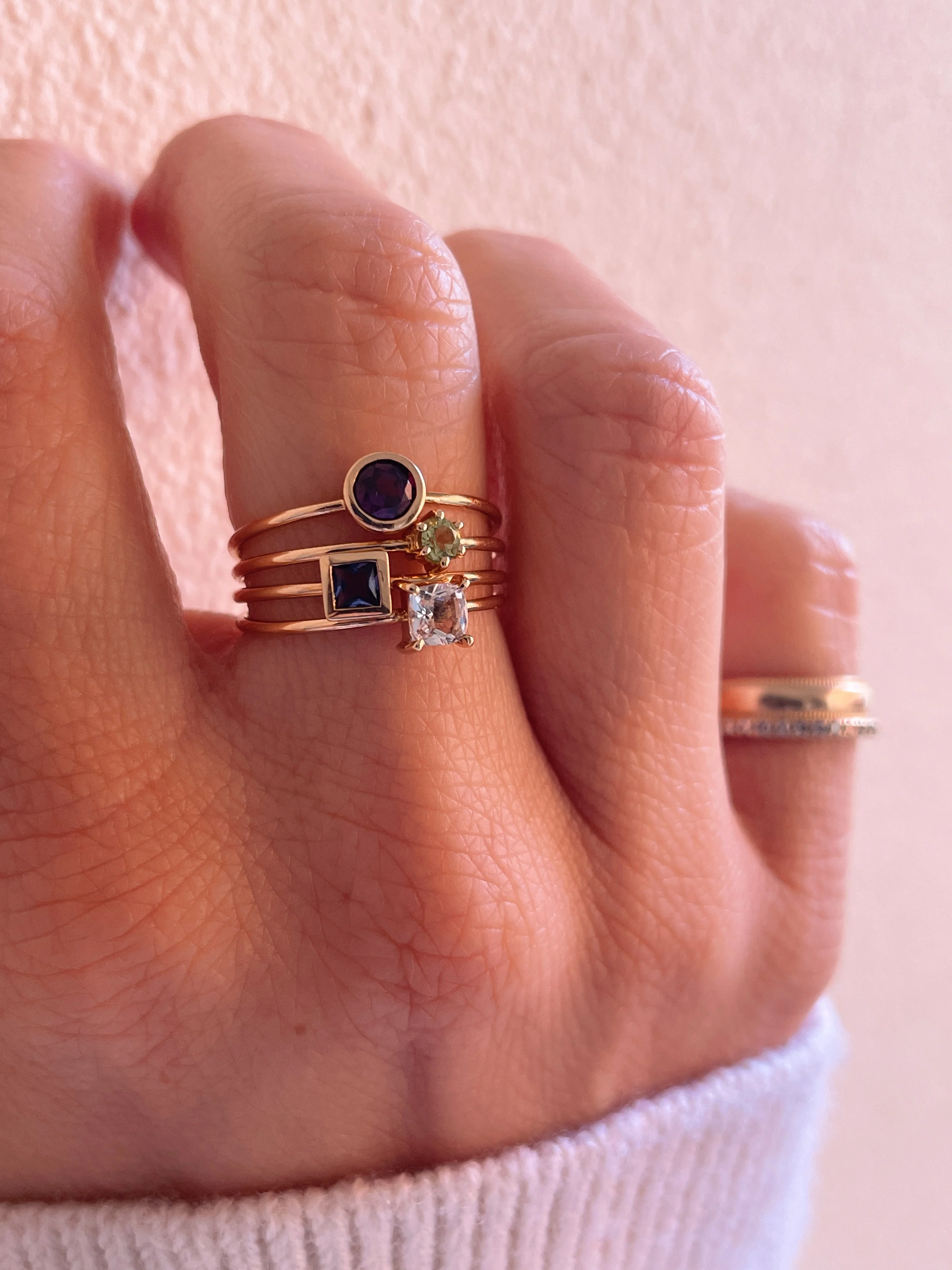 10k Yellow Gold Stacking Birthstone Ring - Image 2