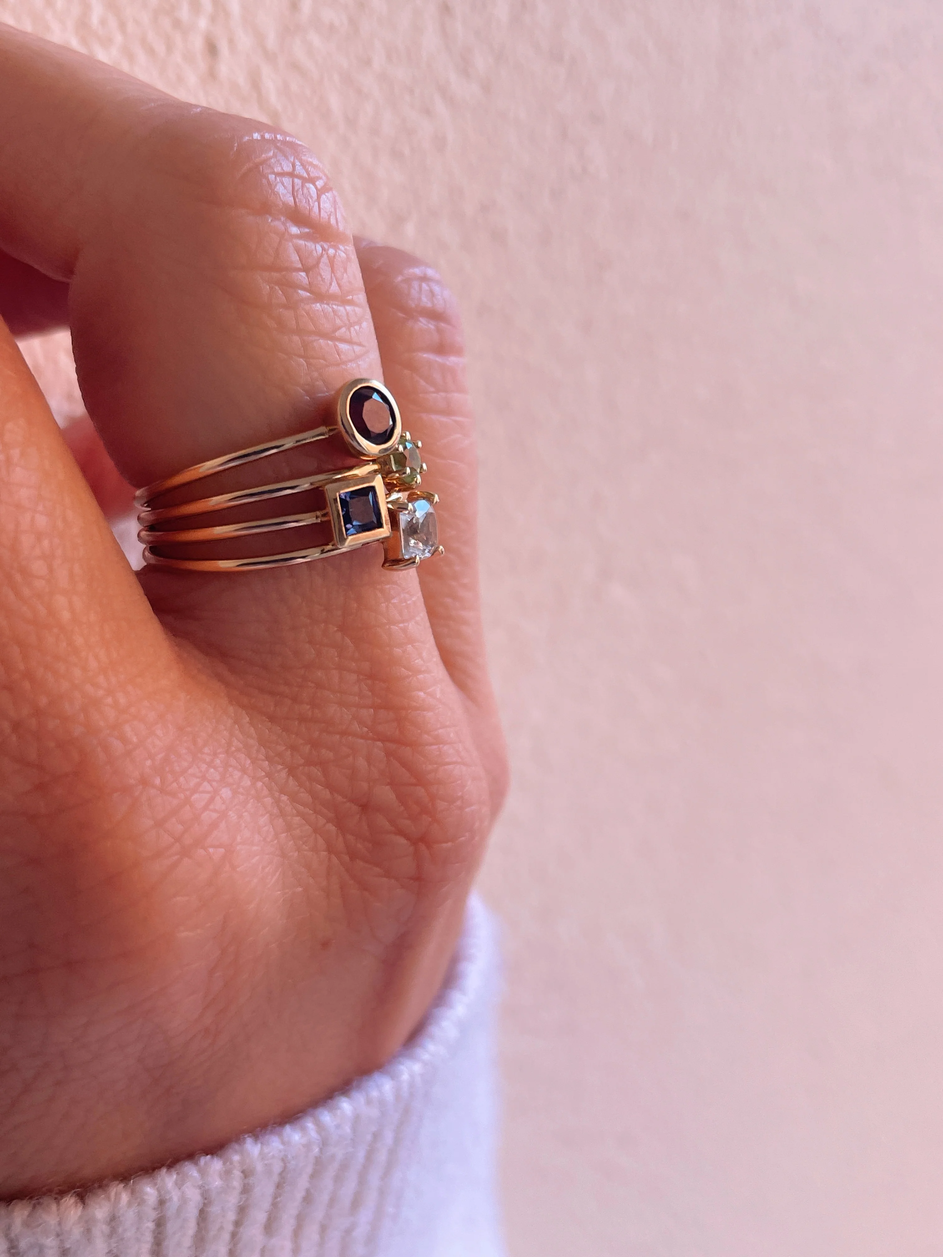 10k Yellow Gold Stacking Birthstone Ring - Image 6