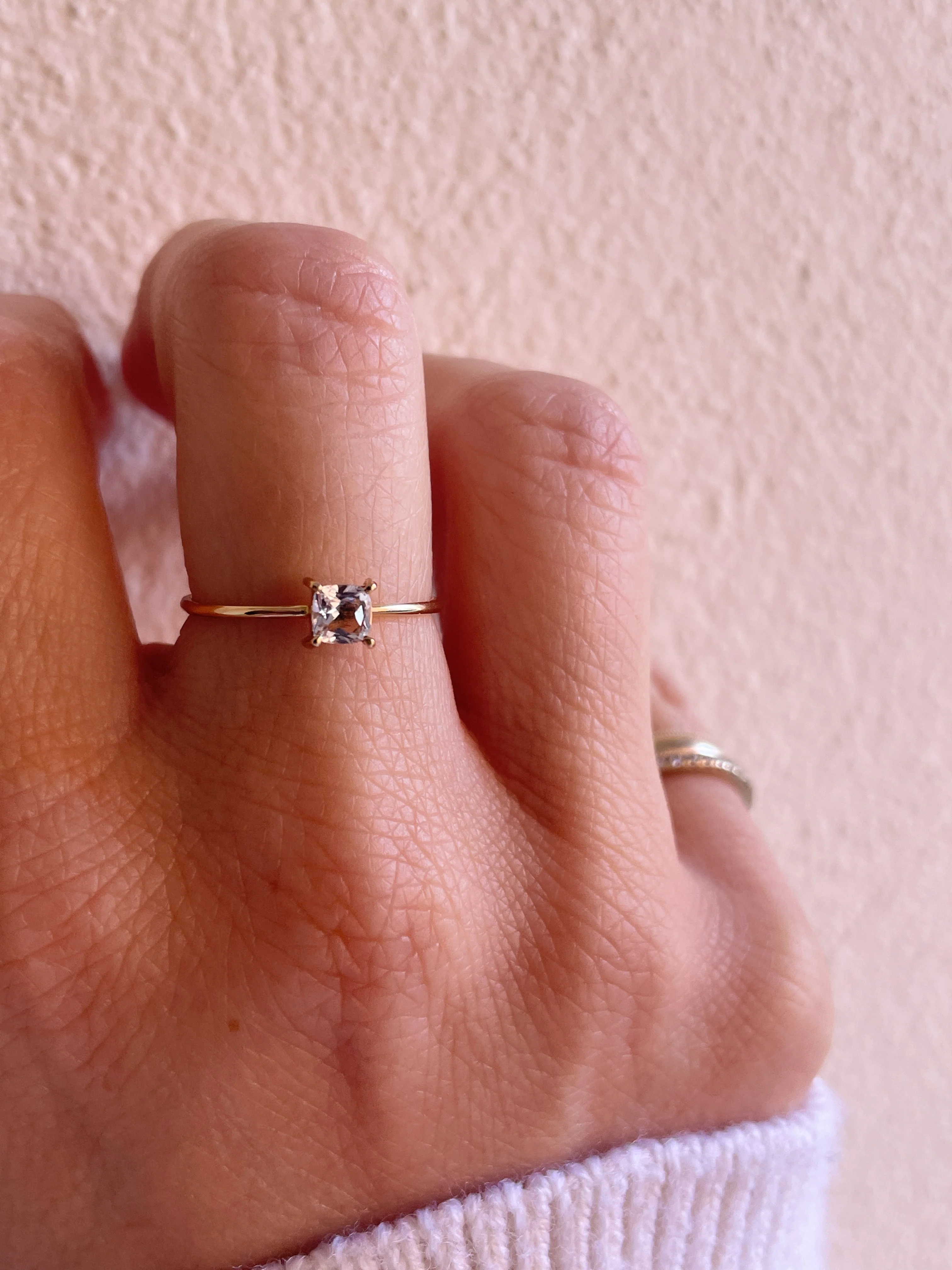 10k Yellow Gold Stacking Birthstone Ring - Image 7