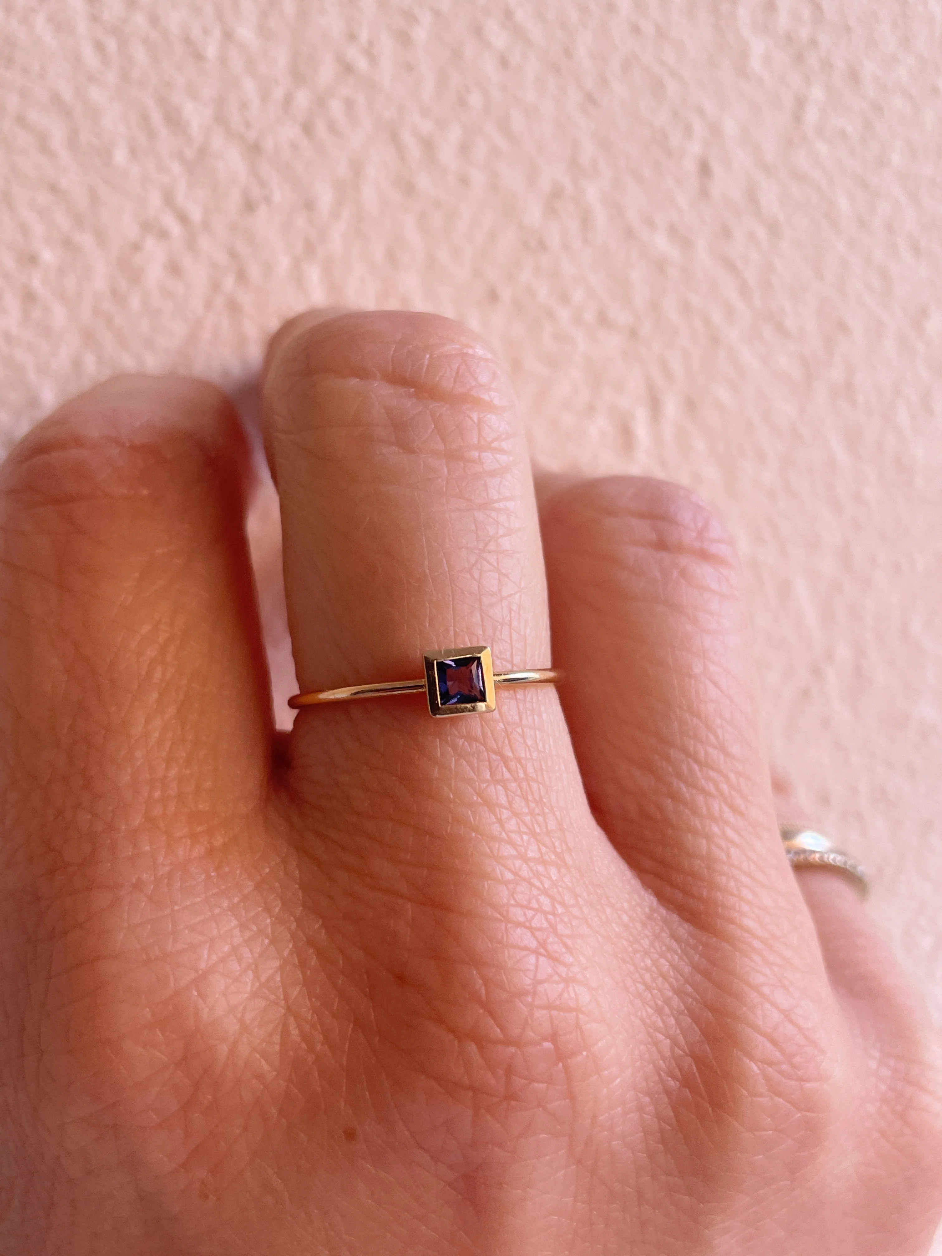 10k Yellow Gold Stacking Birthstone Ring - Image 8
