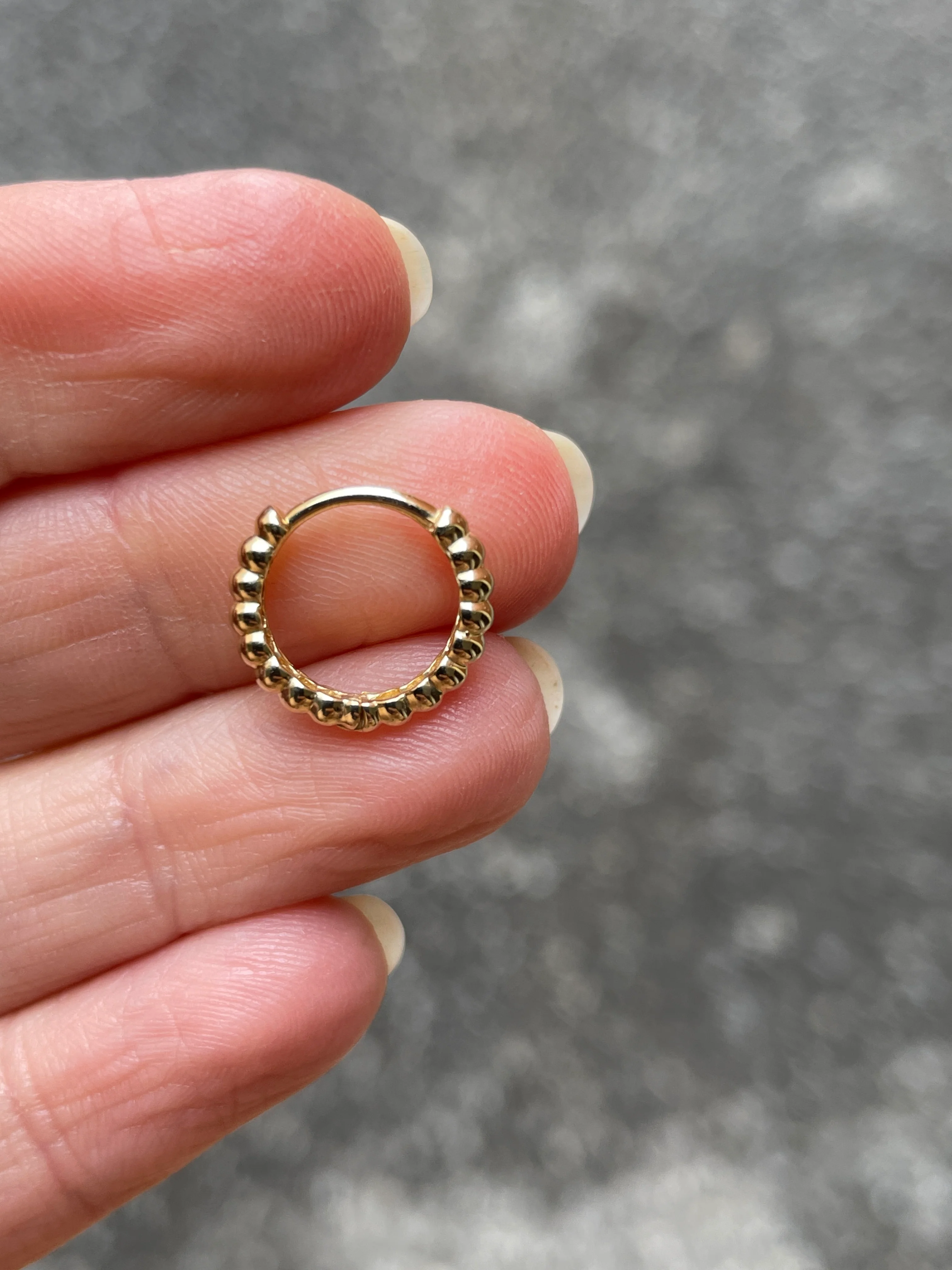 14k Yellow Gold Beaded Huggies - Image 3