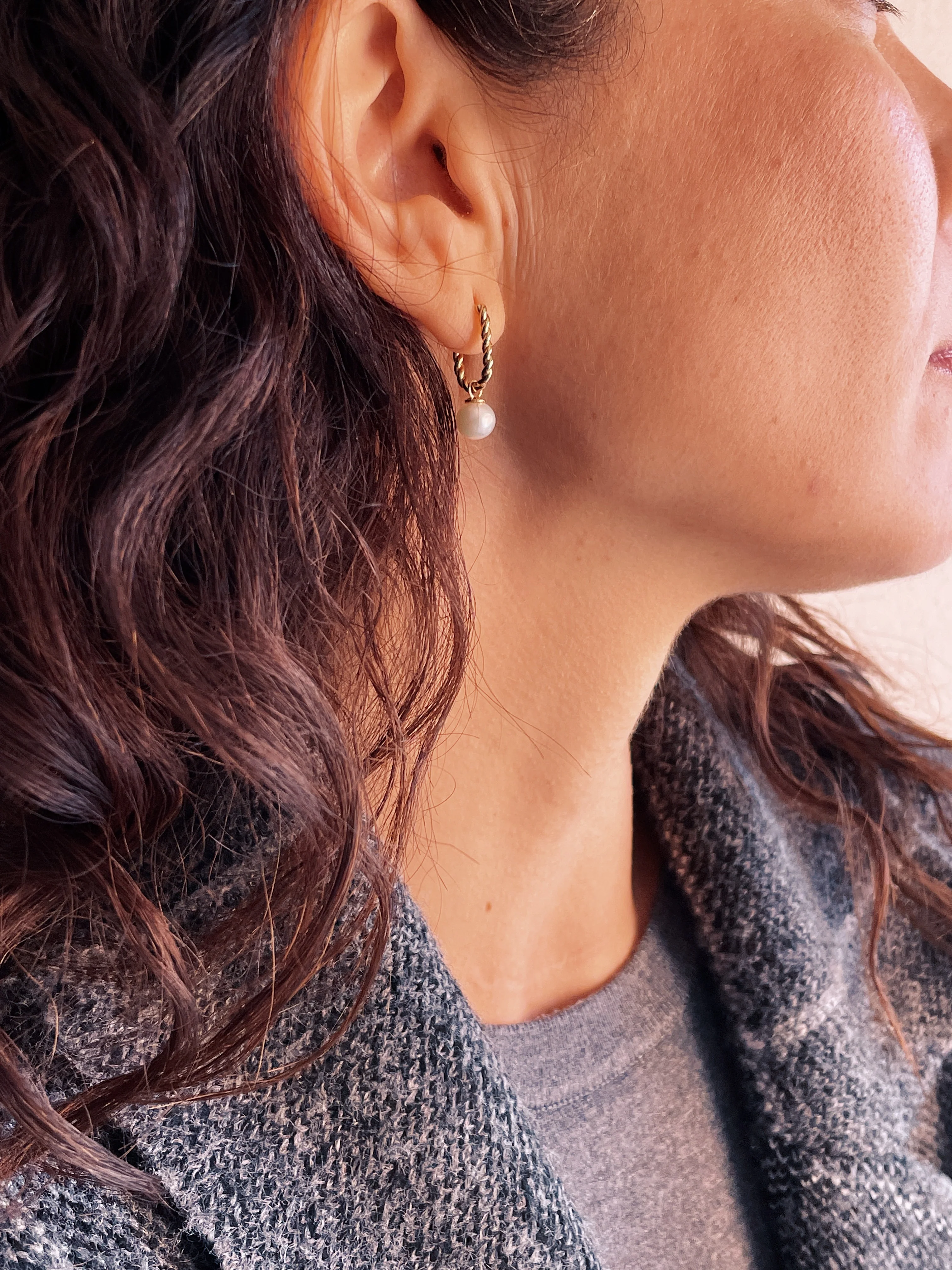 14k Yellow Gold Cultured Pearl Danglers - Image 9