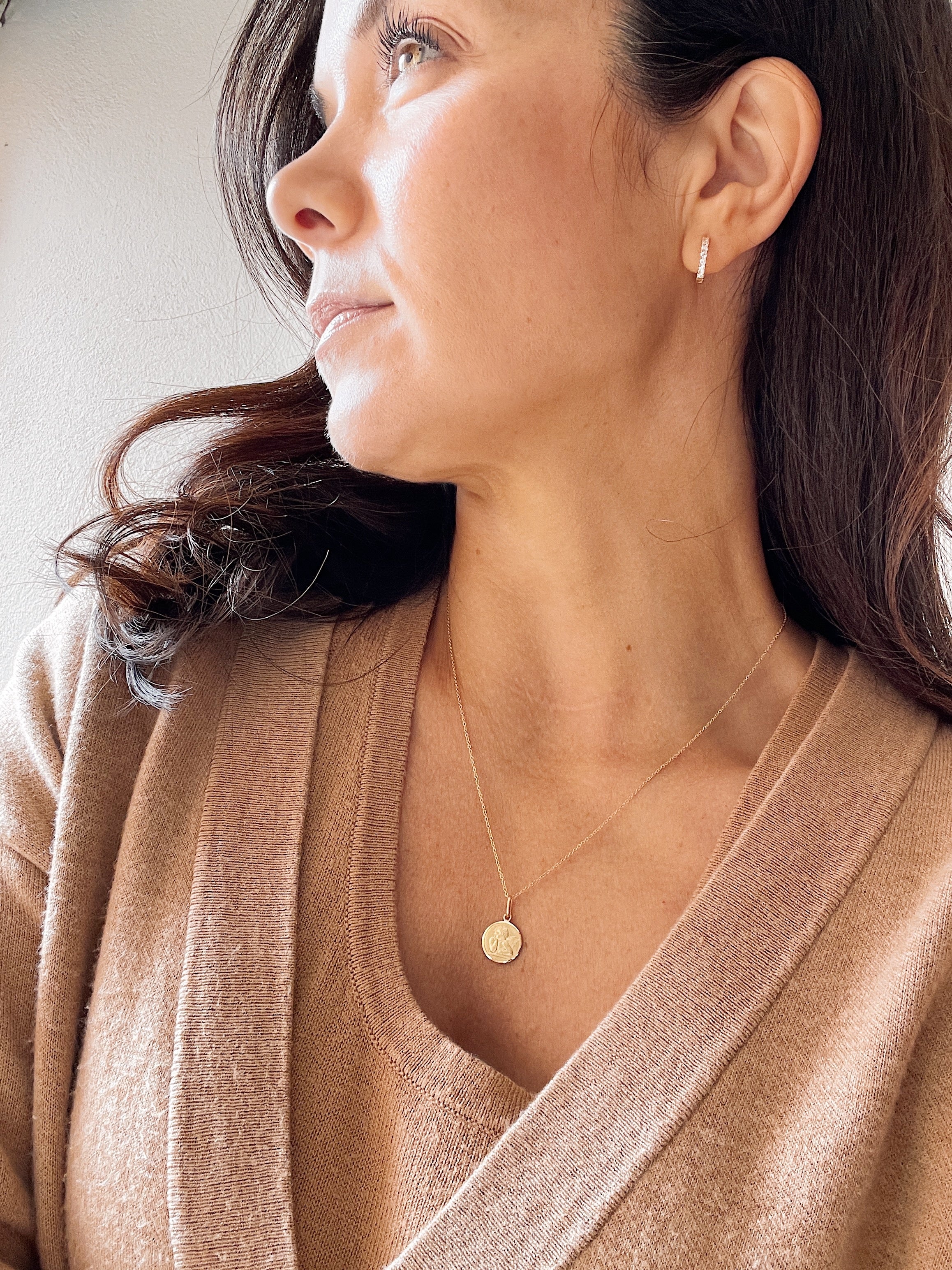 14k Gold CZ Huggies - Image 2
