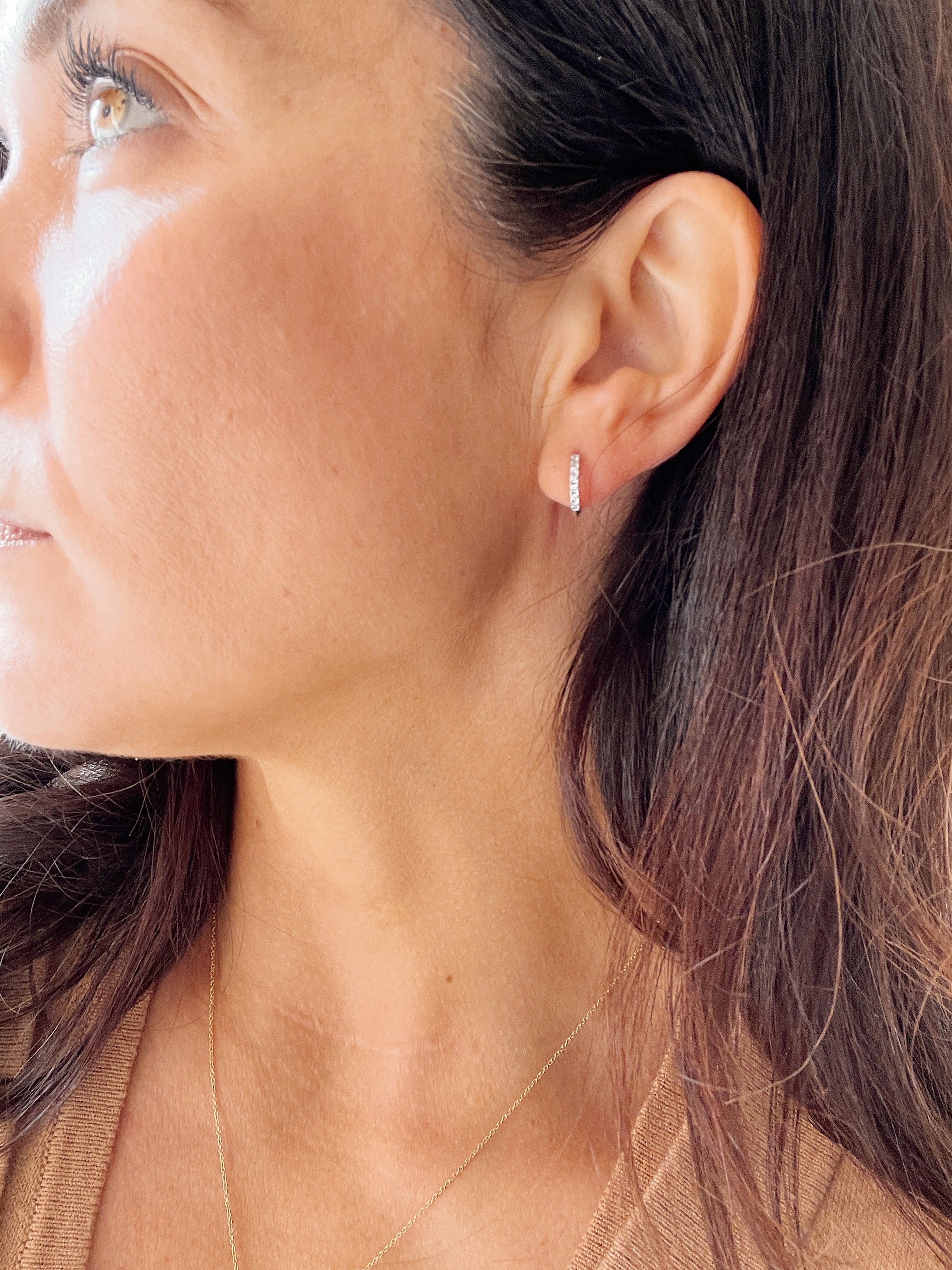 14k Gold CZ Huggies - Image 4