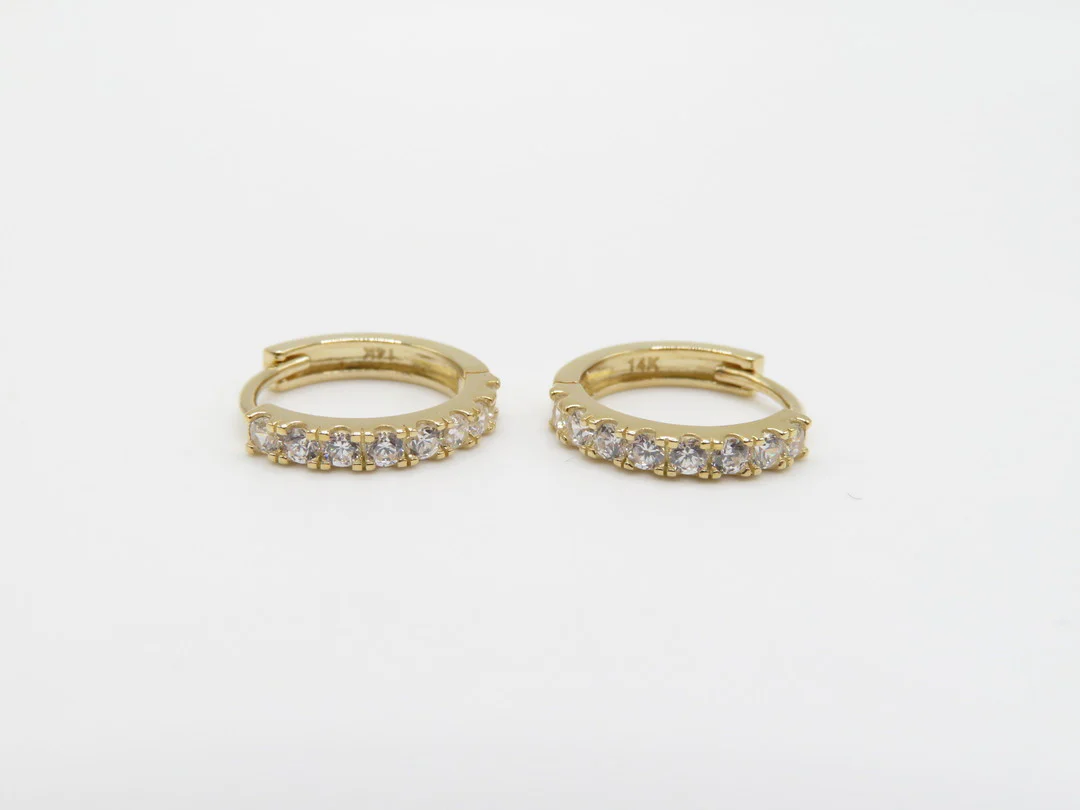 14k Gold CZ Huggies - Image 5