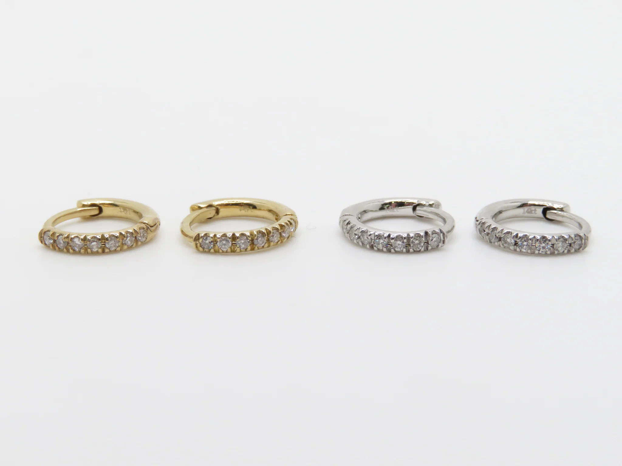 14k Diamond Mini Hoop Earrings