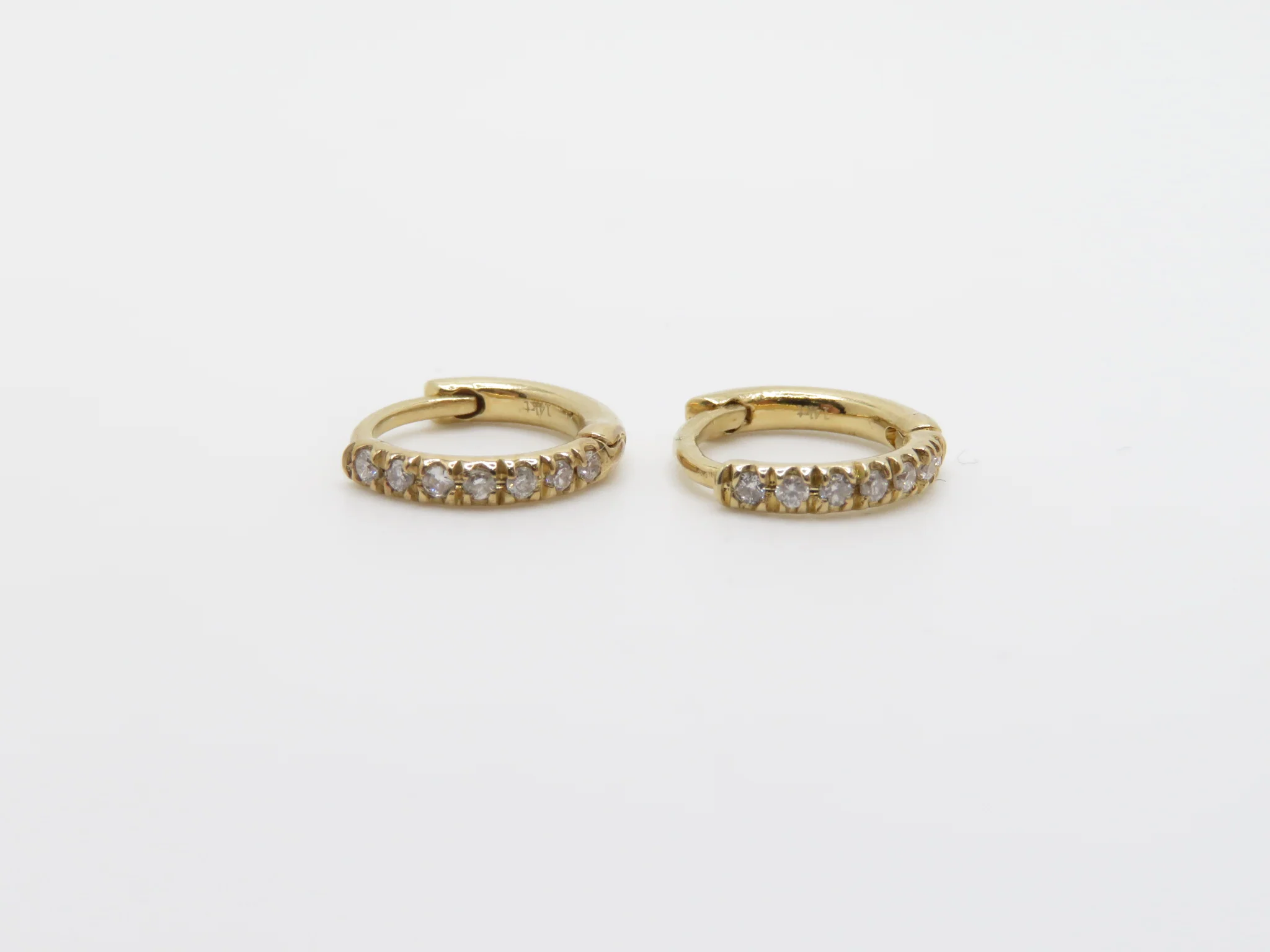 14k Diamond Mini Hoop Earrings - Image 3