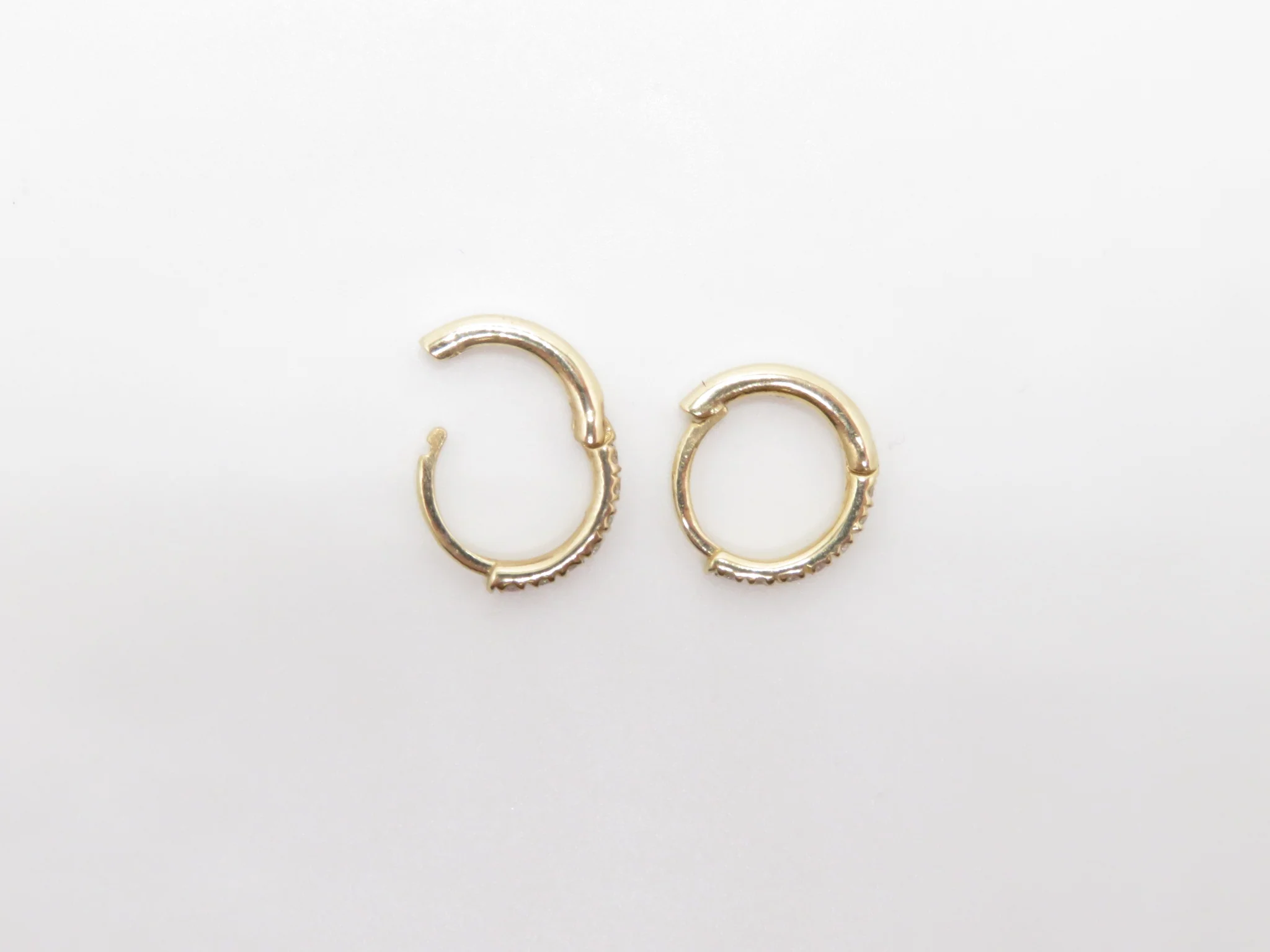 14k Diamond Mini Hoop Earrings - Image 4