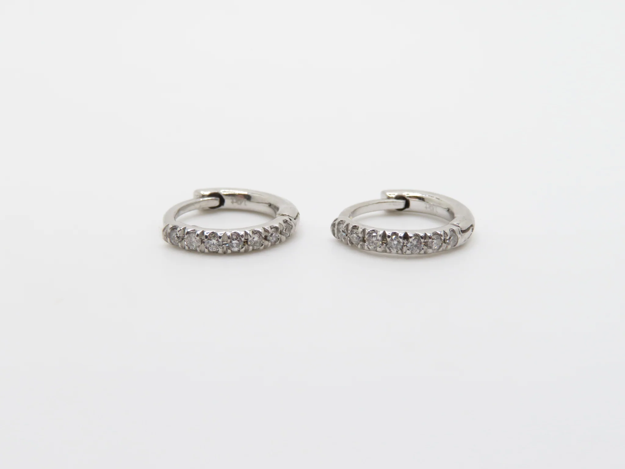 14k Diamond Mini Hoop Earrings - Image 6