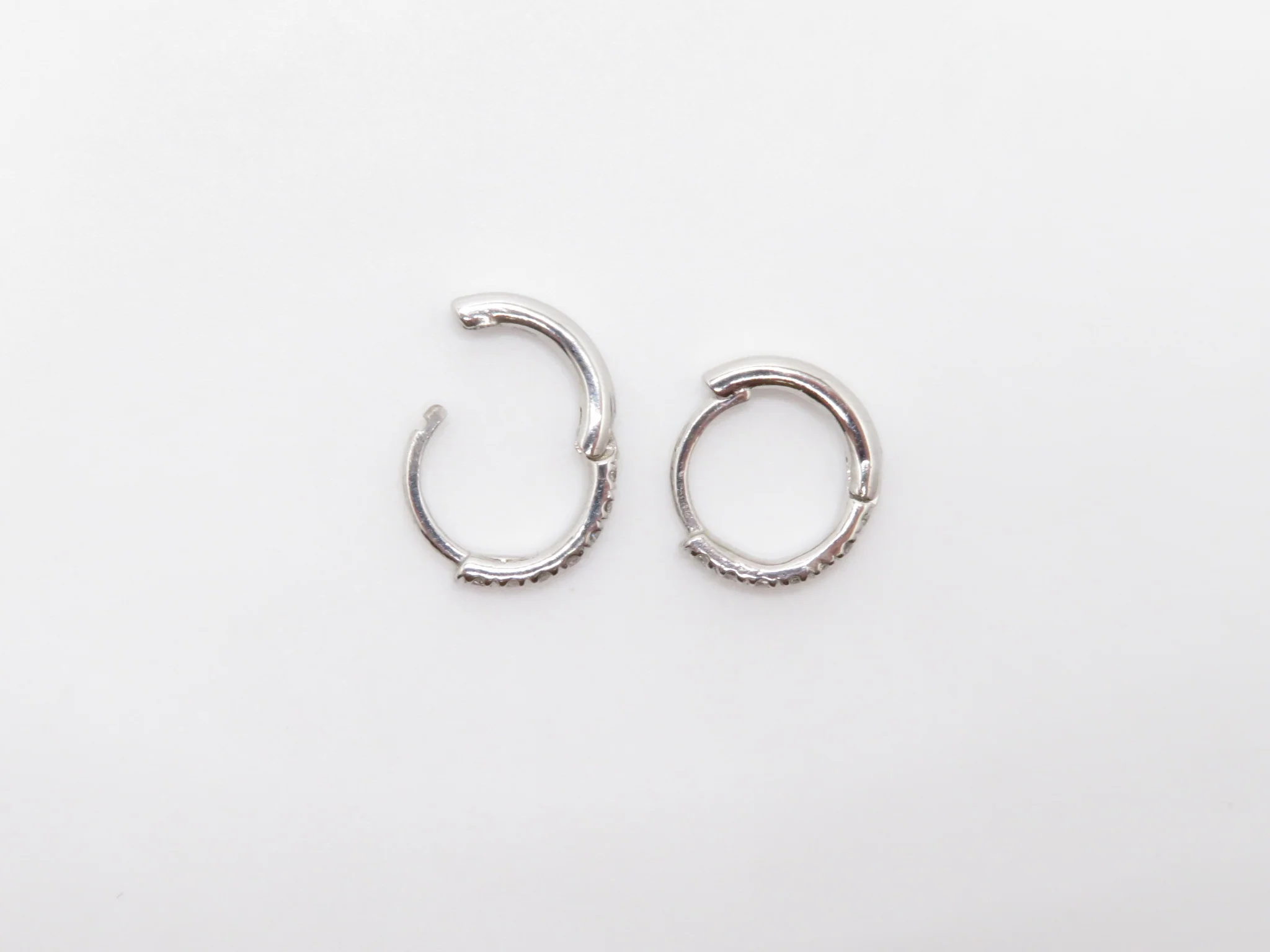 14k Diamond Mini Hoop Earrings - Image 8