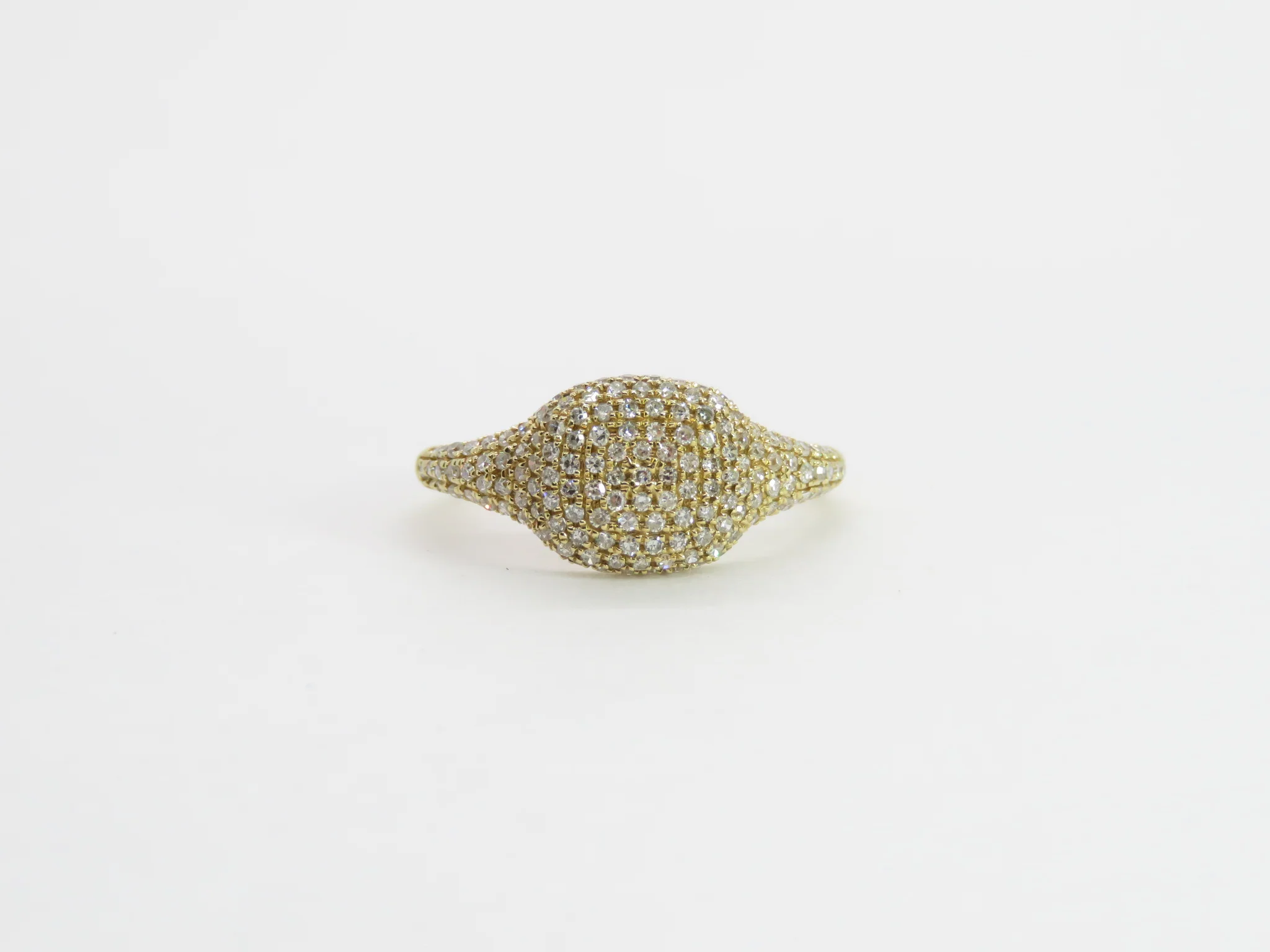 14k Yellow Gold Diamond Pavé Signet Ring - Image 3