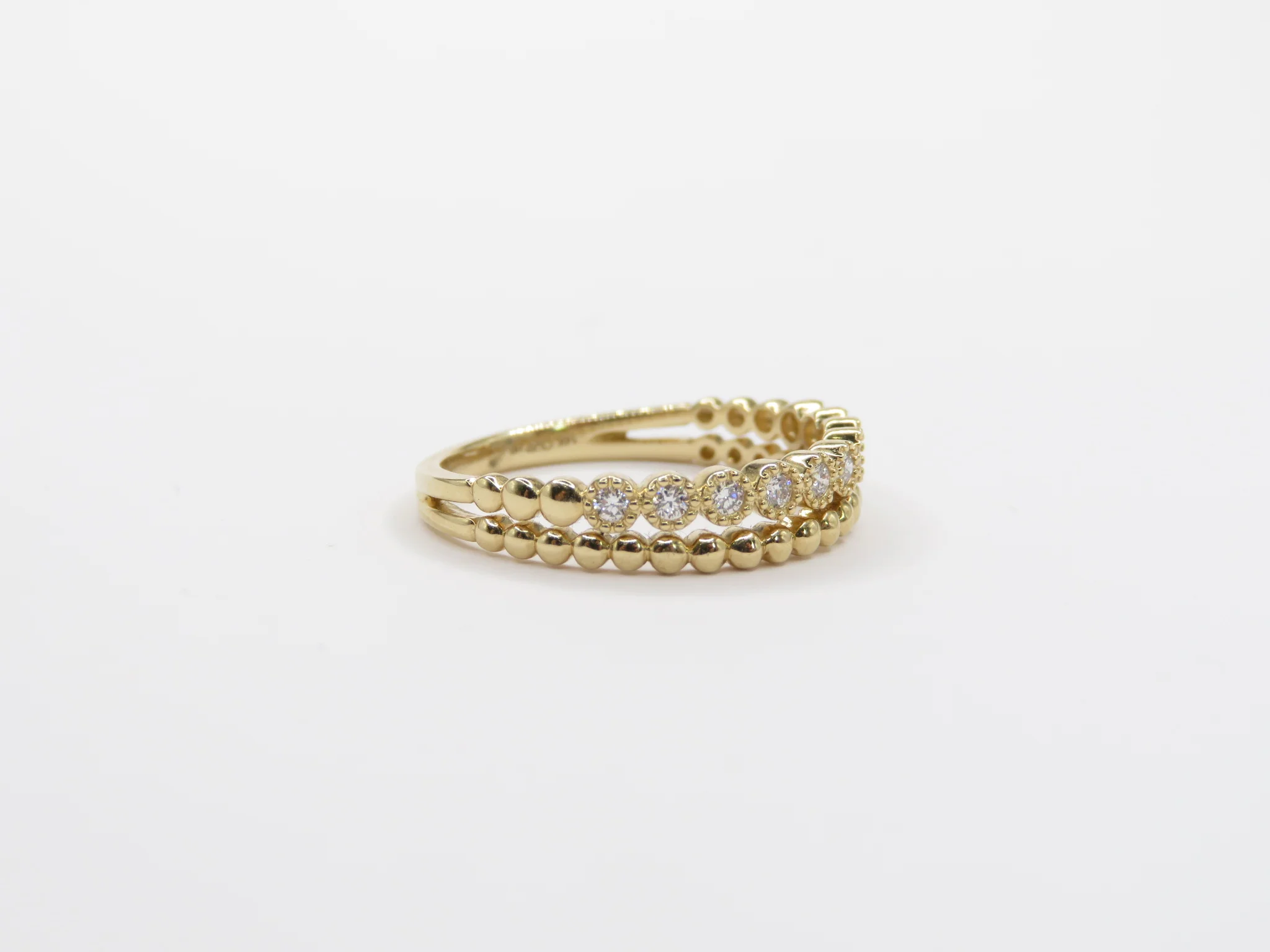14k Yellow Gold Dual Stacking Diamond Band - Image 3