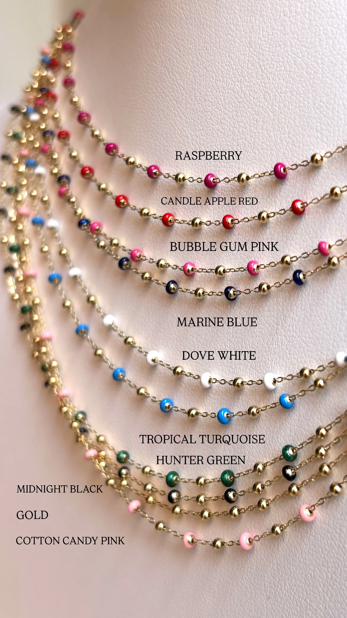 14k Yellow Gold Enamel Bead Collection - Image 2