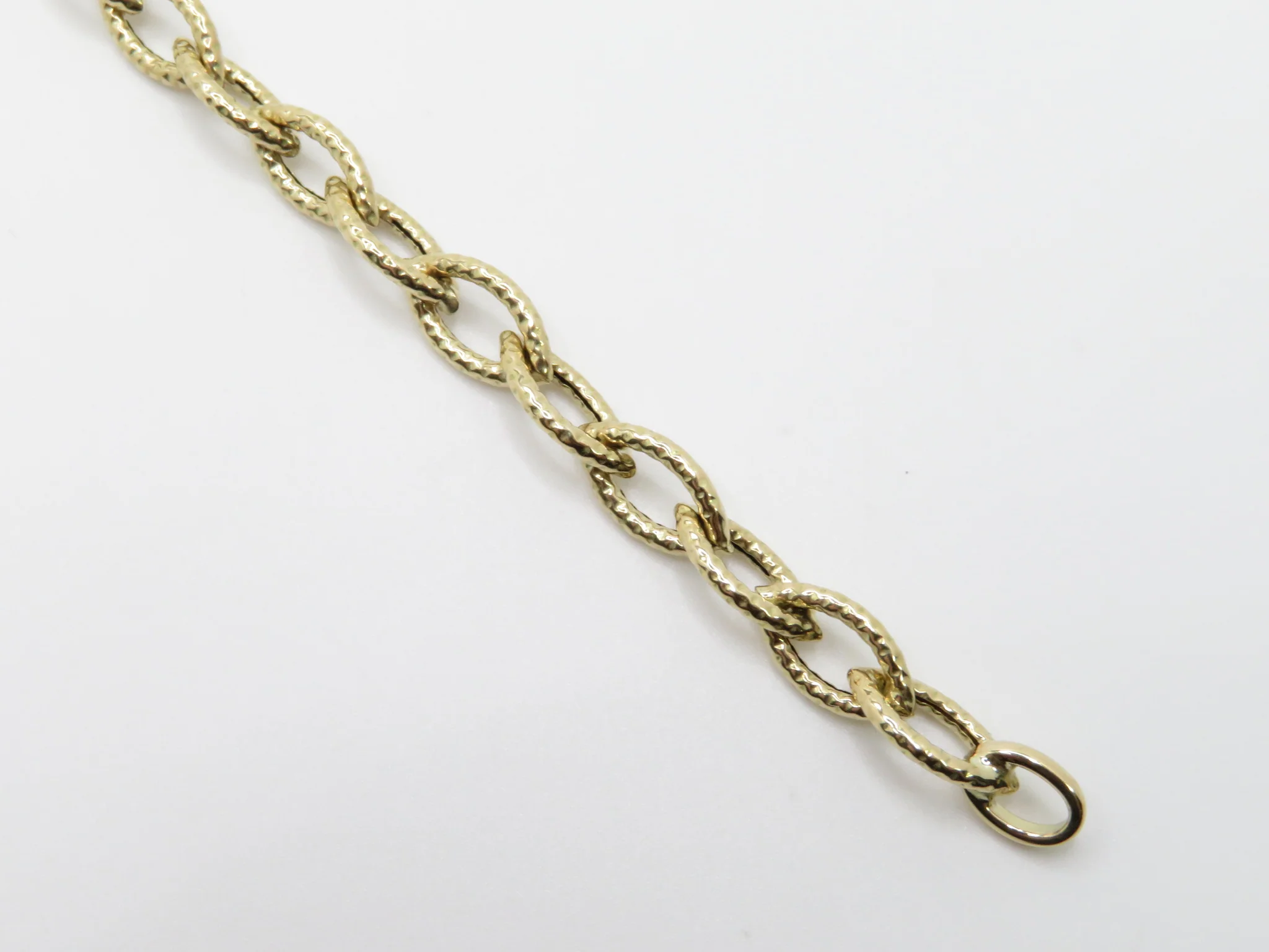 14k Yellow Gold Etched Marquise Link Bracelet - Image 8