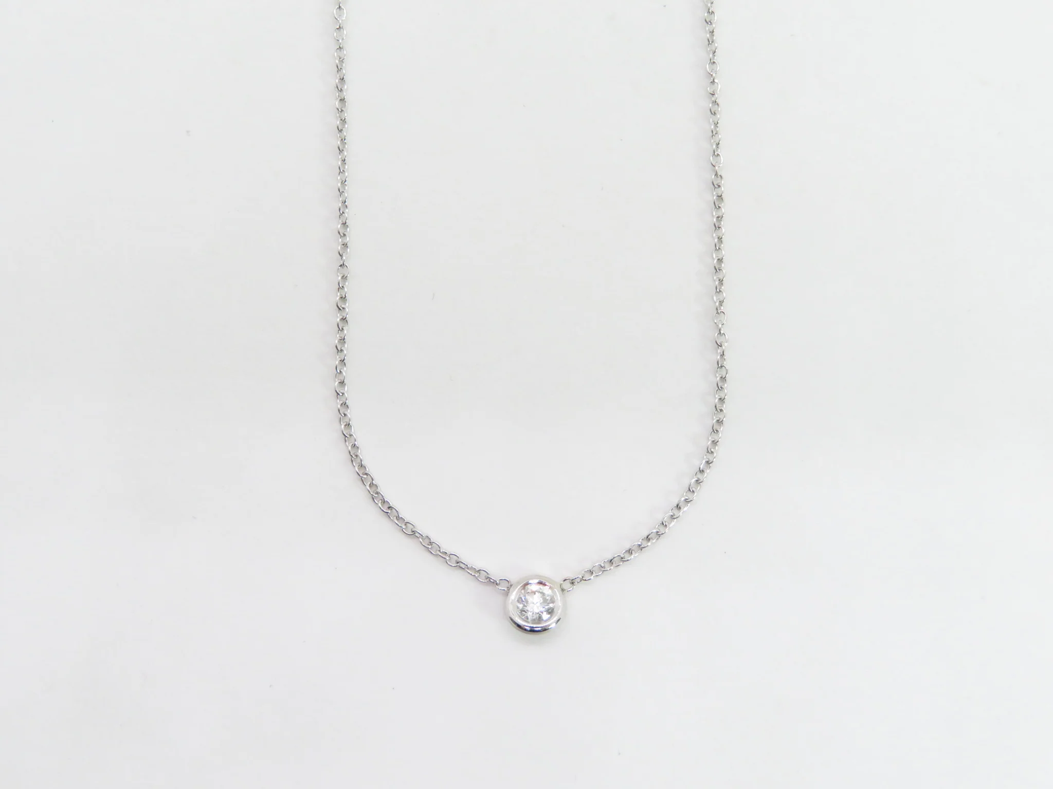 14k Floating Mined Diamond Bezel Necklace - Image 10