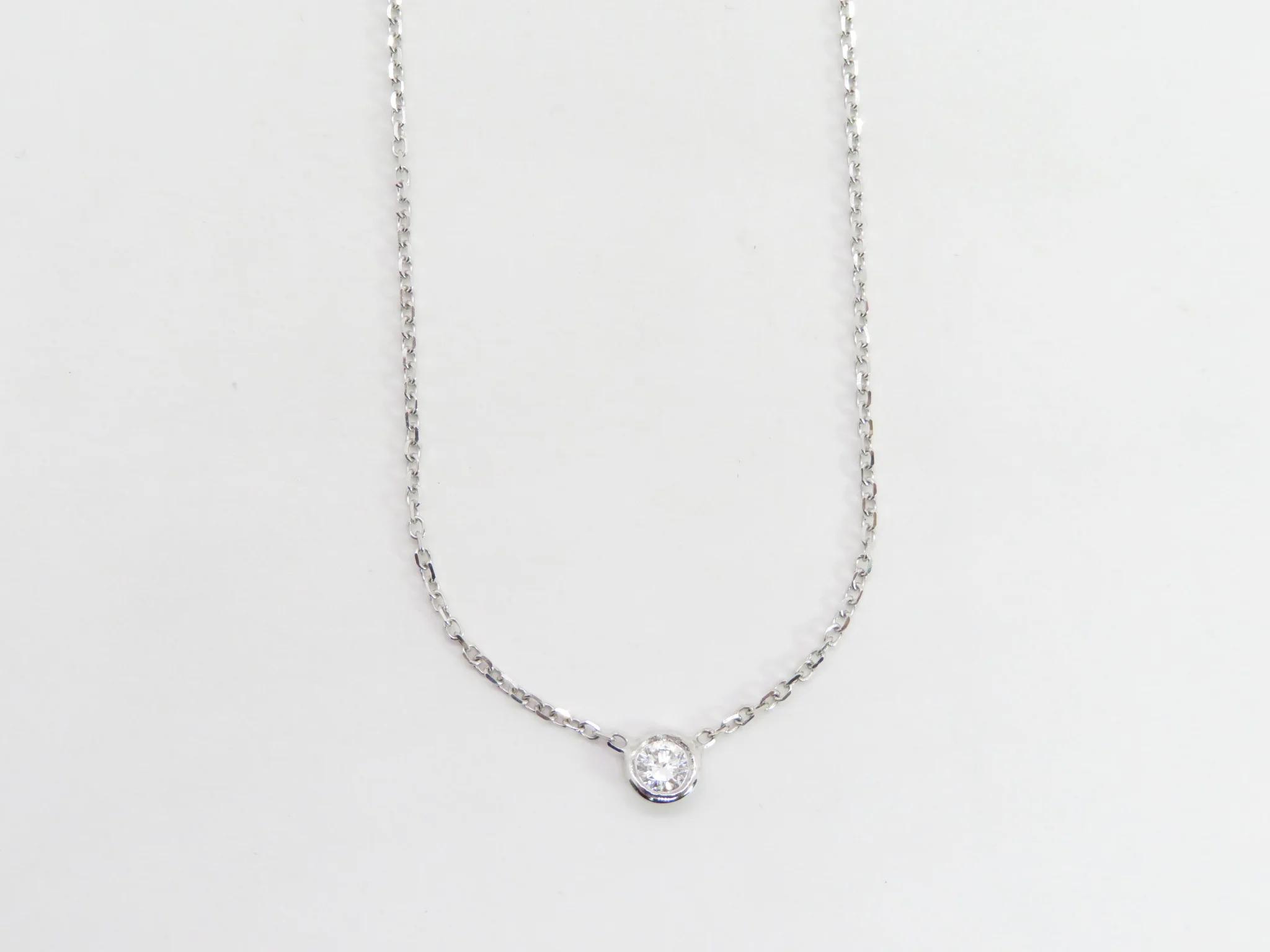 14k Floating Mined Diamond Bezel Necklace - Image 13