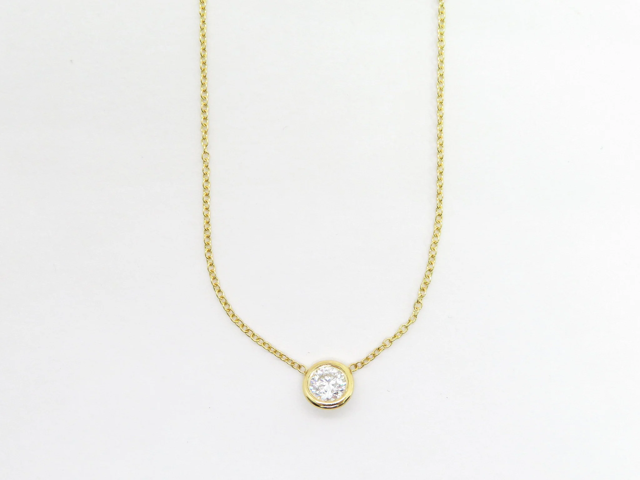 14k Floating Mined Diamond Bezel Necklace - Image 14