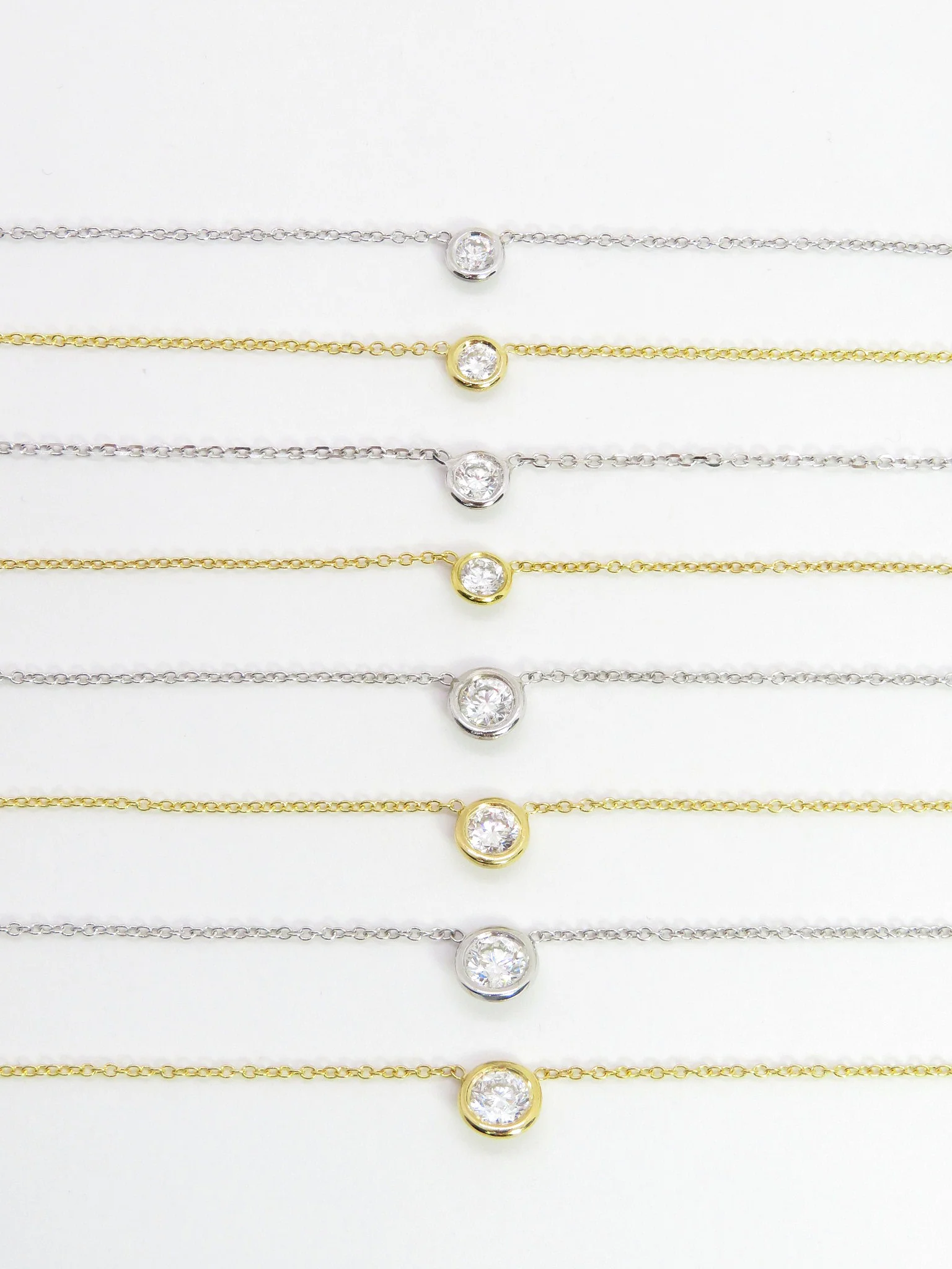 14k Floating Mined Diamond Bezel Necklace - Image 15