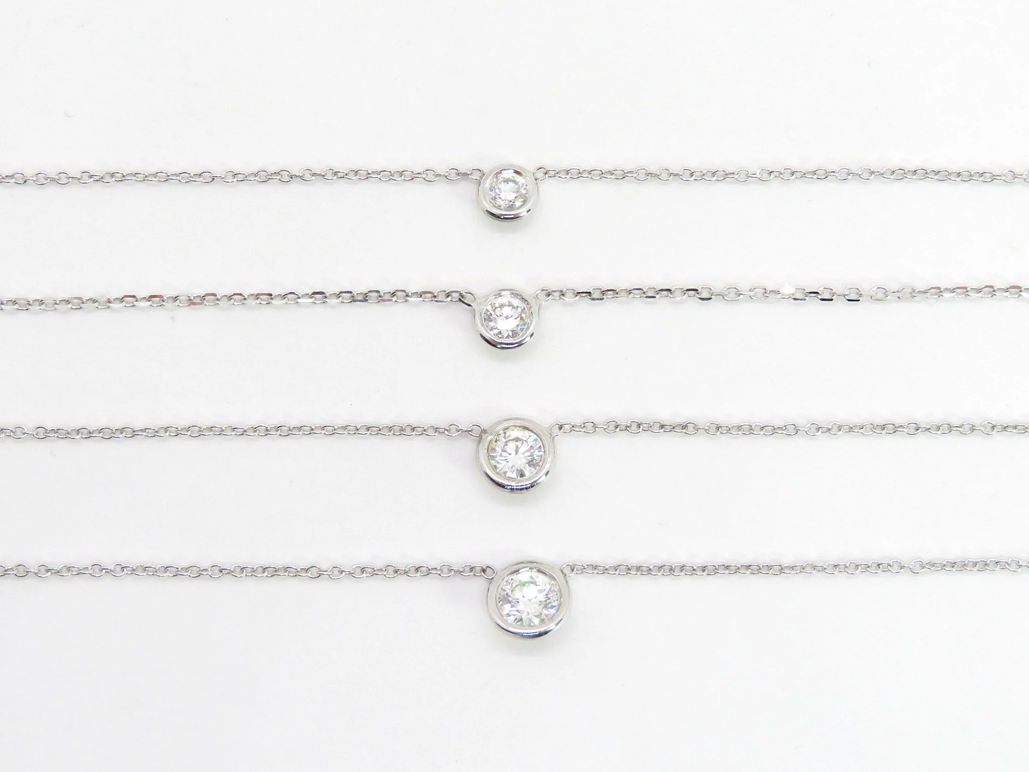 14k Floating Mined Diamond Bezel Necklace - Image 3