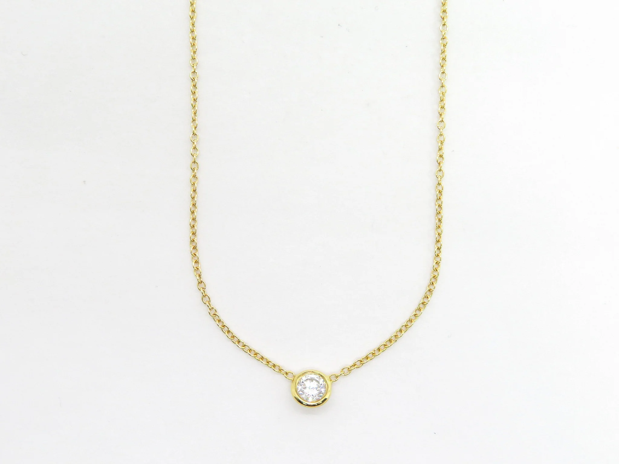 14k Floating Mined Diamond Bezel Necklace - Image 4