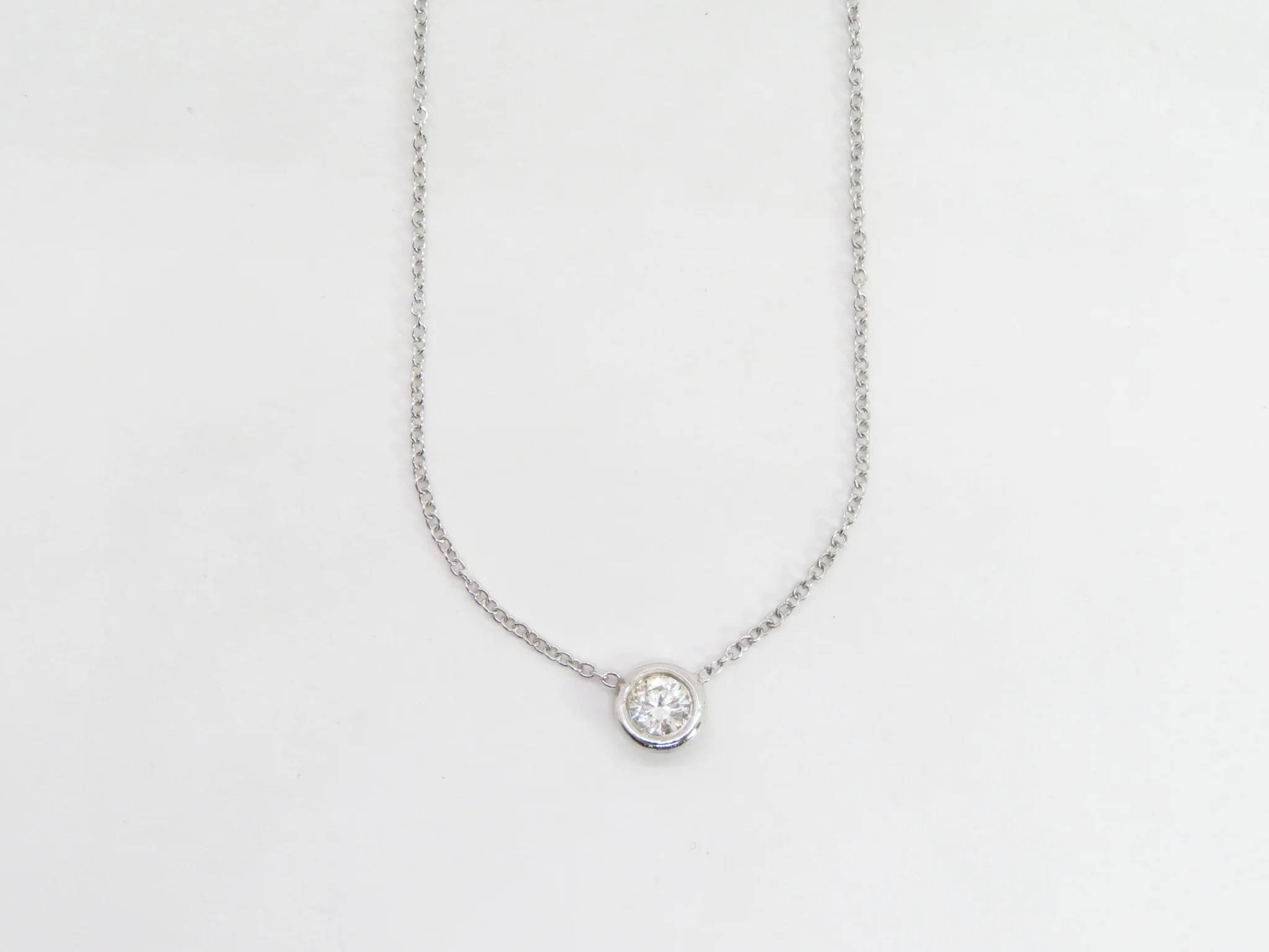 14k Floating Mined Diamond Bezel Necklace - Image 5