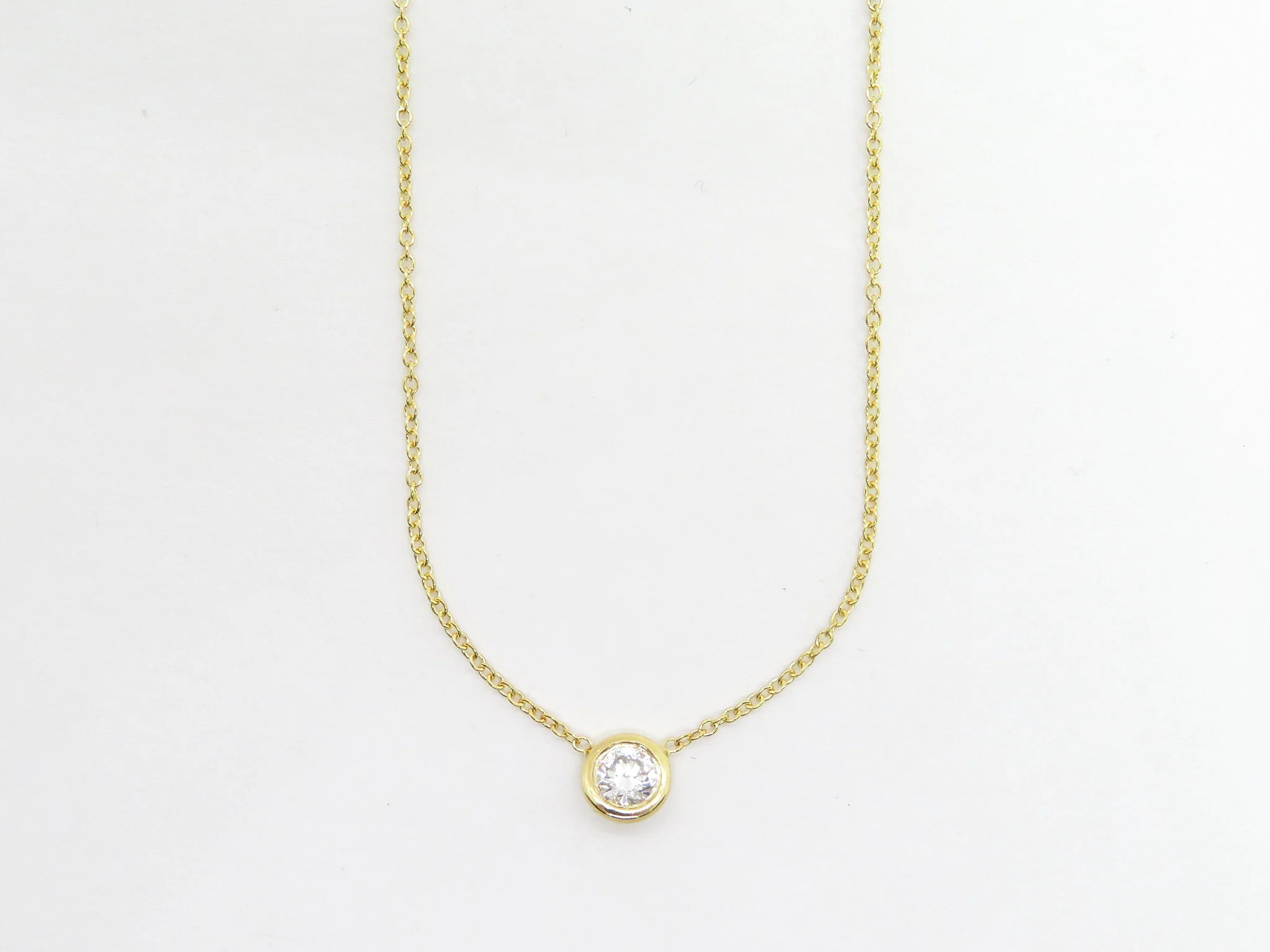 14k Floating Mined Diamond Bezel Necklace - Image 7