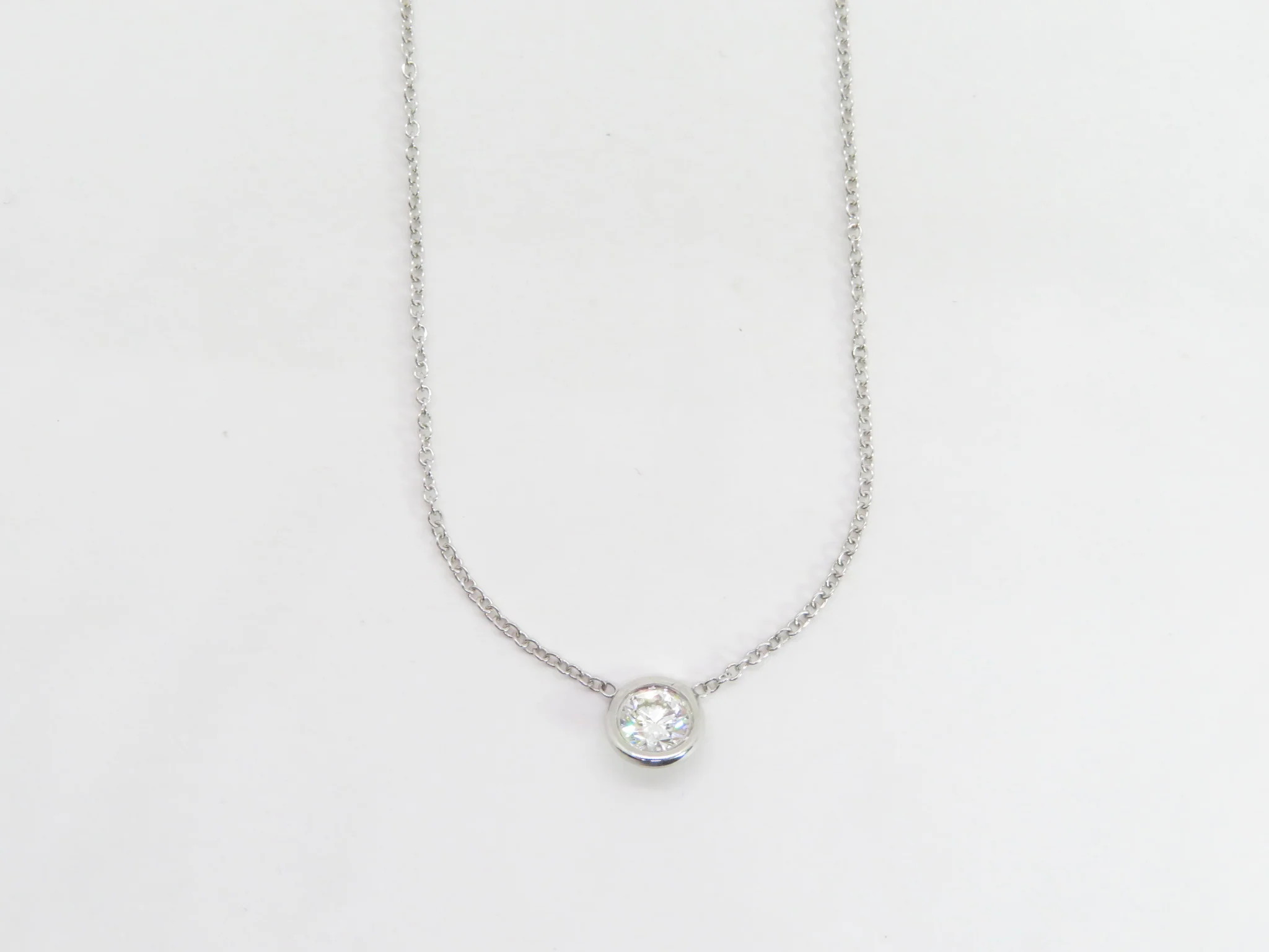 14k Floating Mined Diamond Bezel Necklace - Image 8