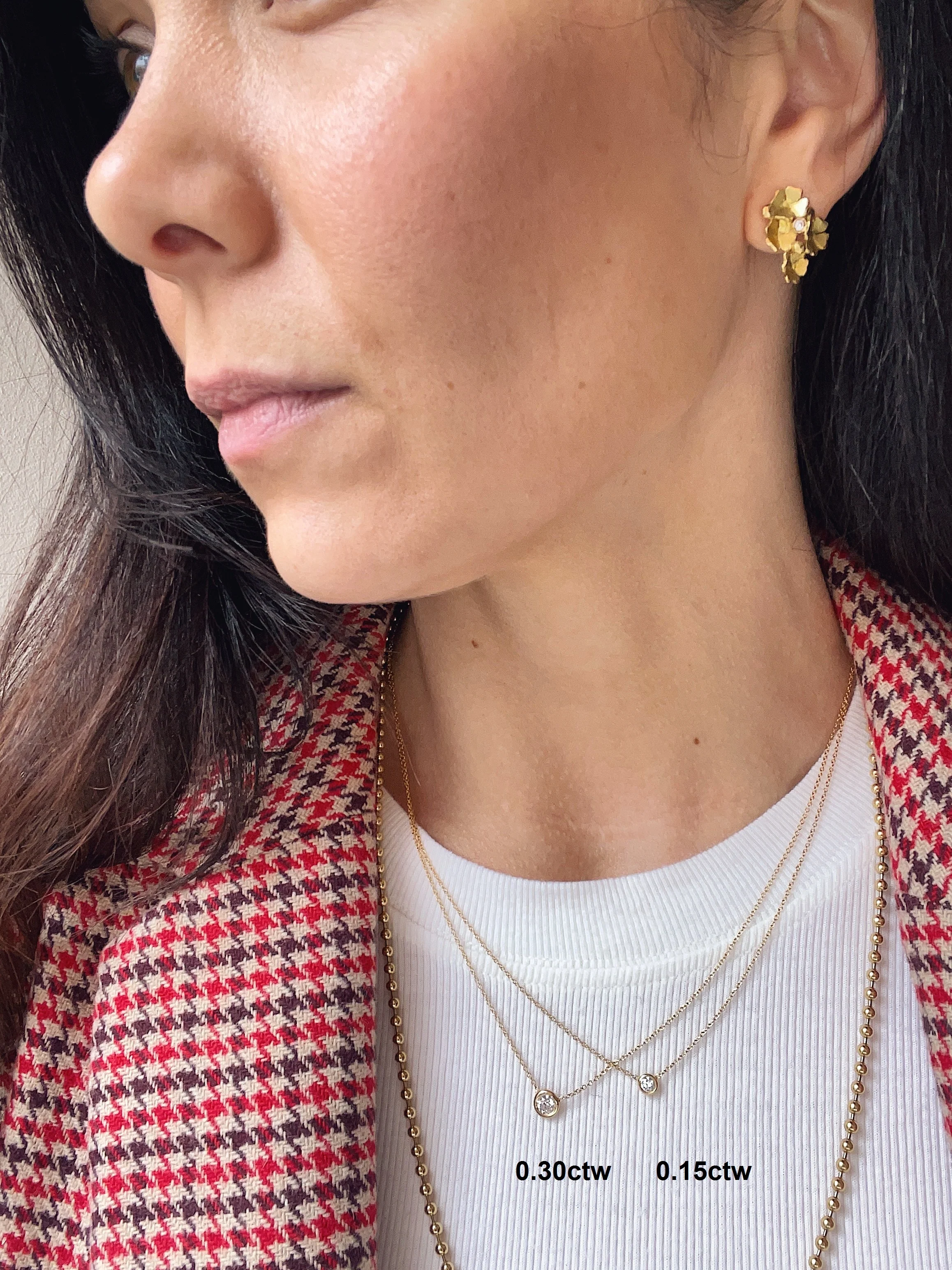 14k Floating Mined Diamond Bezel Necklace - Image 9