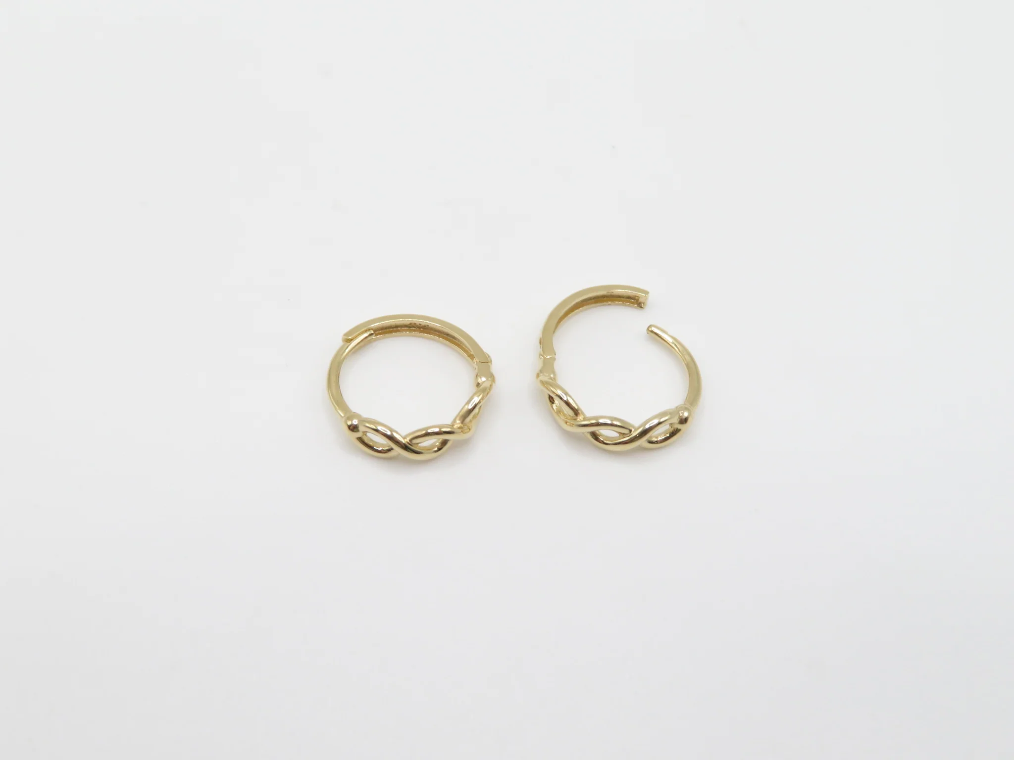 14k Yellow Gold Infinity Mini Huggies - Image 4