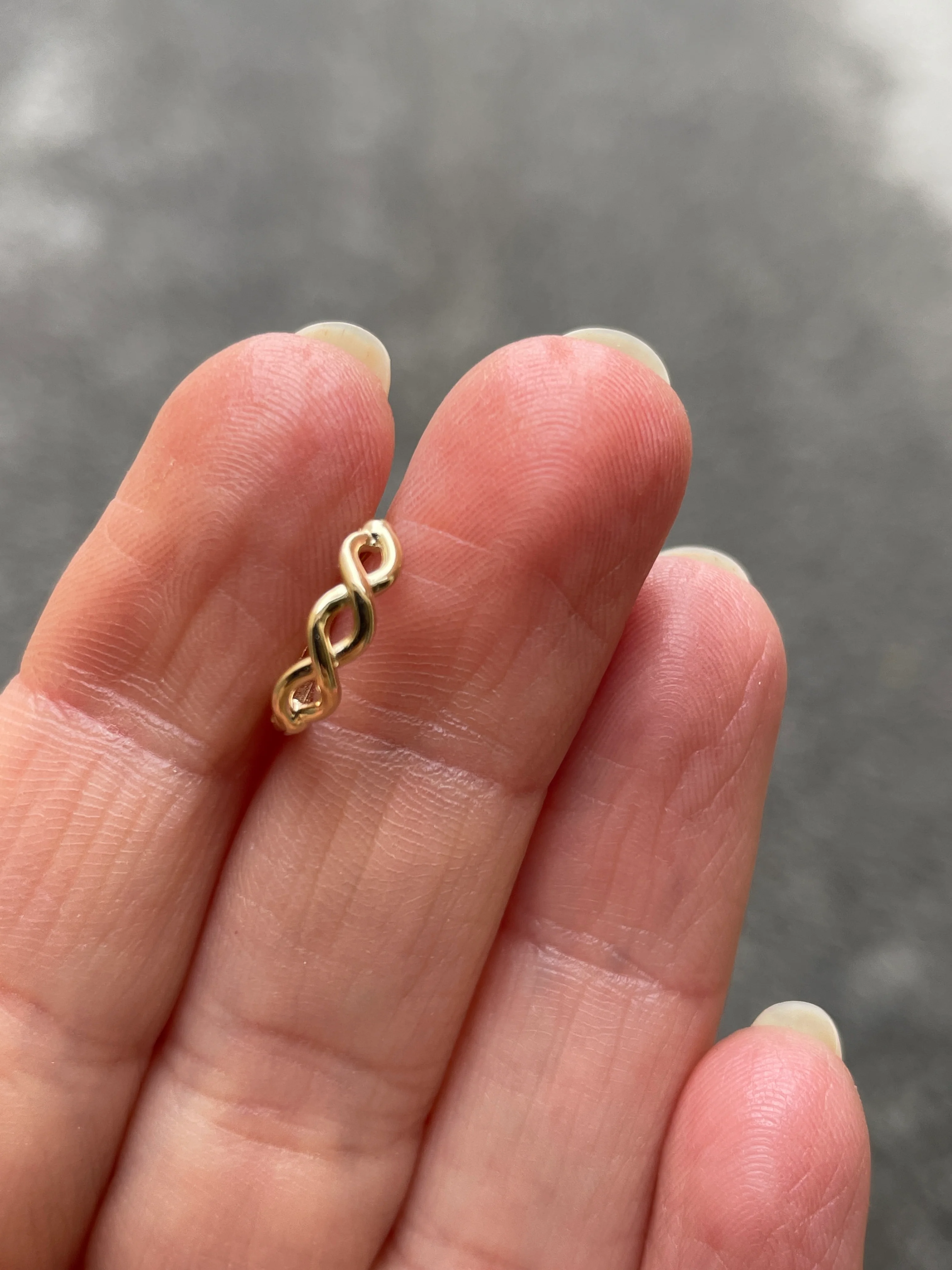 14k Yellow Gold Infinity Mini Huggies - Image 5