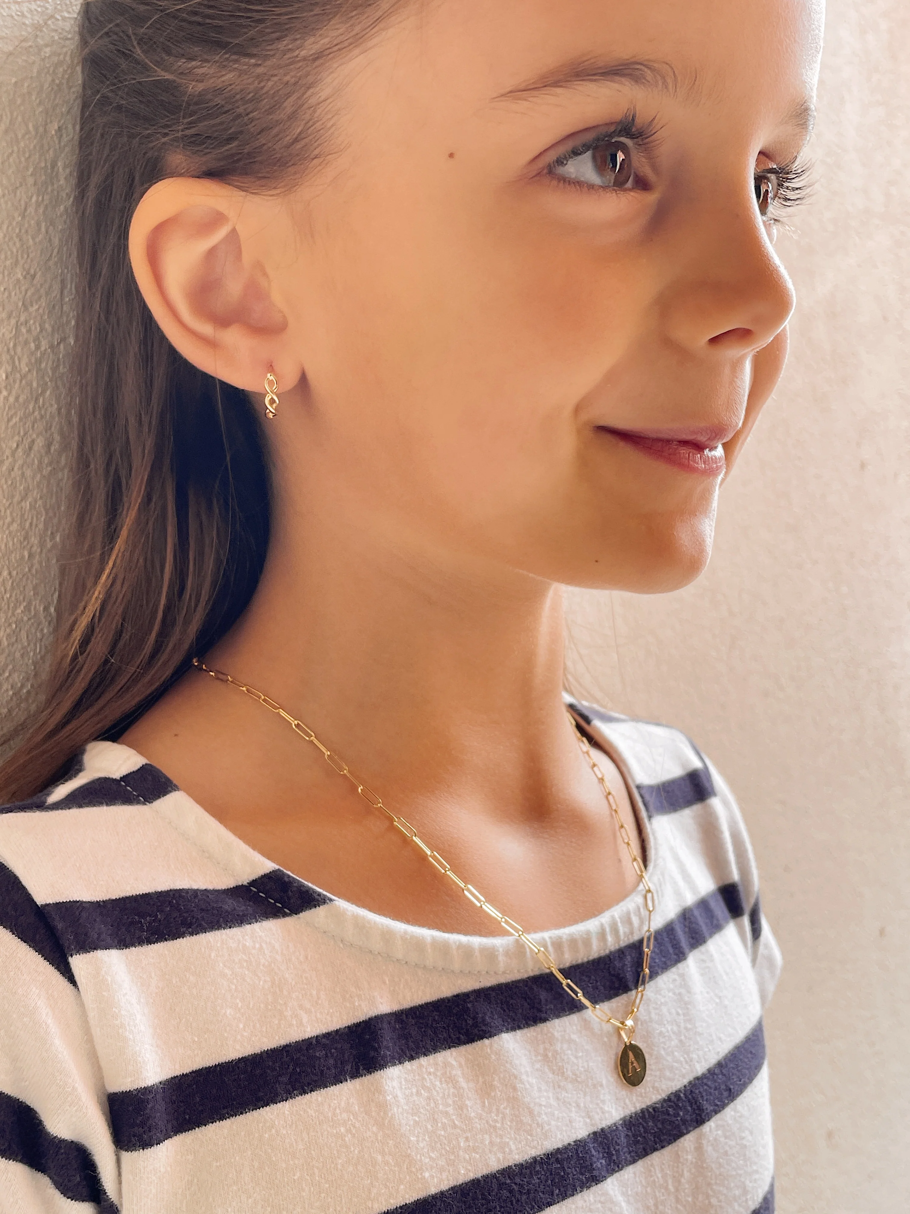 14k Yellow Gold Infinity Mini Huggies - Image 7
